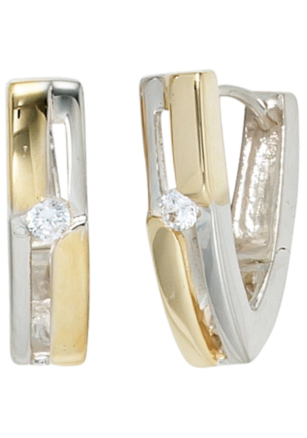 JOBO Paar Creolen, 925 Silber bicolor vergoldet mit Zirkonia günstig online kaufen