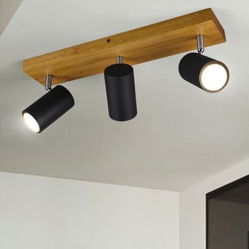 etc-shop LED Deckenspot, Leuchtmittel nicht inklusive, Decken Leuchte Holz Strahler schwenkbar Wohn Ess Schlaf Zimmer