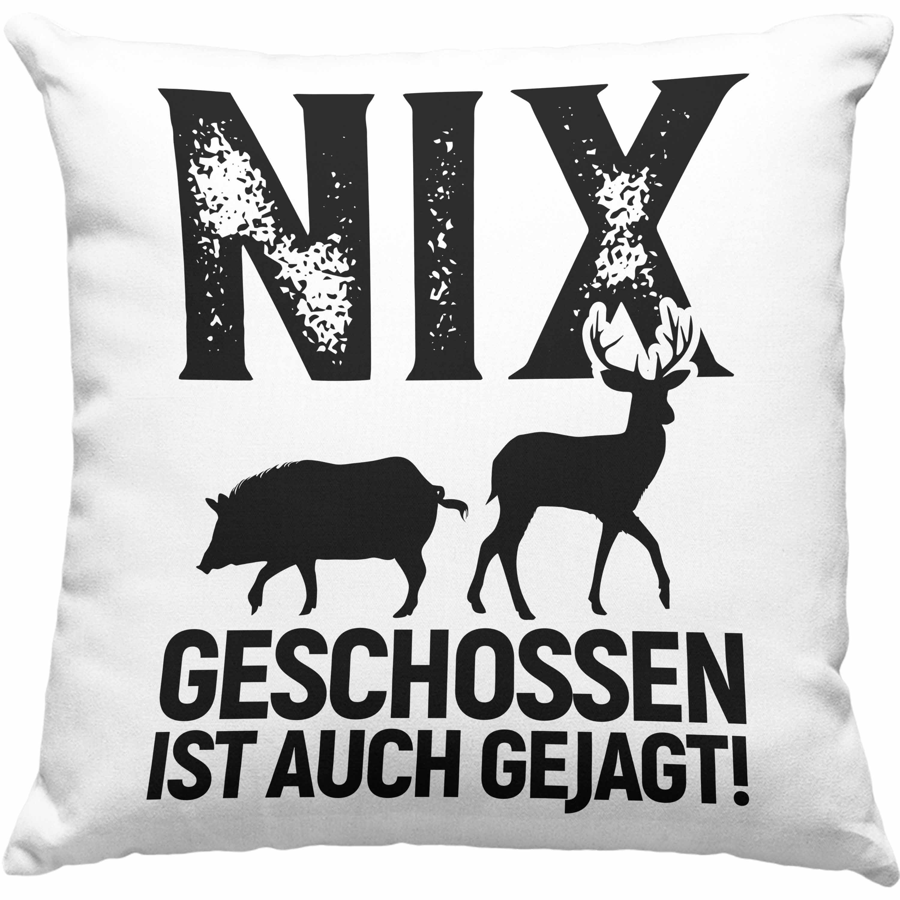 Trendation Dekokissen Trendation - Jäger Geschenke für Männer Kissen Geschenkidee Nix Geschossen Ist Auch Gejagt Dekokissen mit Füllung 40x40 Grau