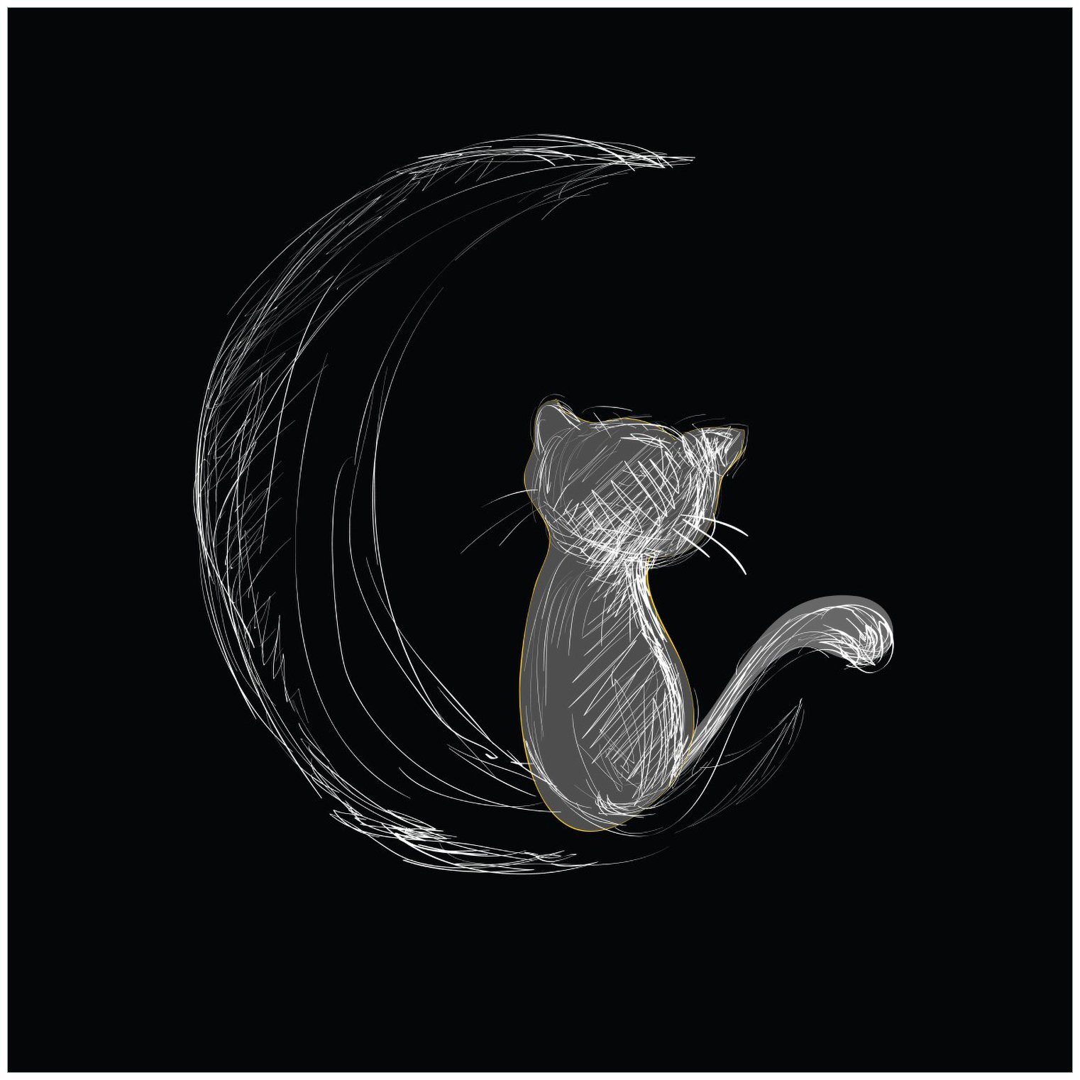 Wallario Acrylglasbild, Katze sitzt auf dem Mond - illustriert in weiß auf schwarz, in verschiedenen Ausführungen