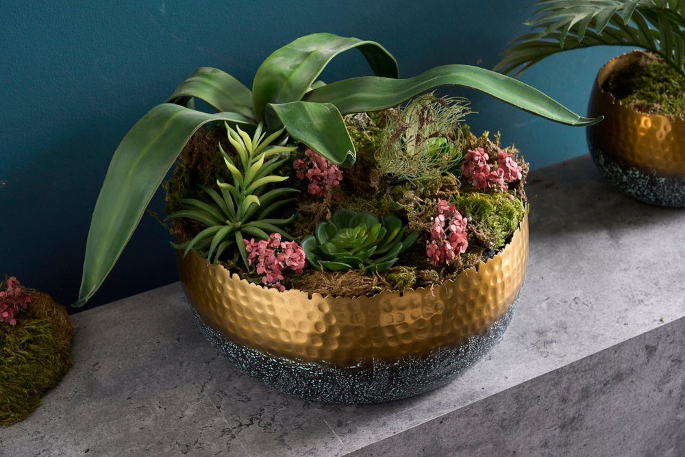 riess-ambiente Dekoschale ORIENT 31cm gold (Einzelartikel, 1 St), Wohnzimmer · Metall · handmade · Übertopf