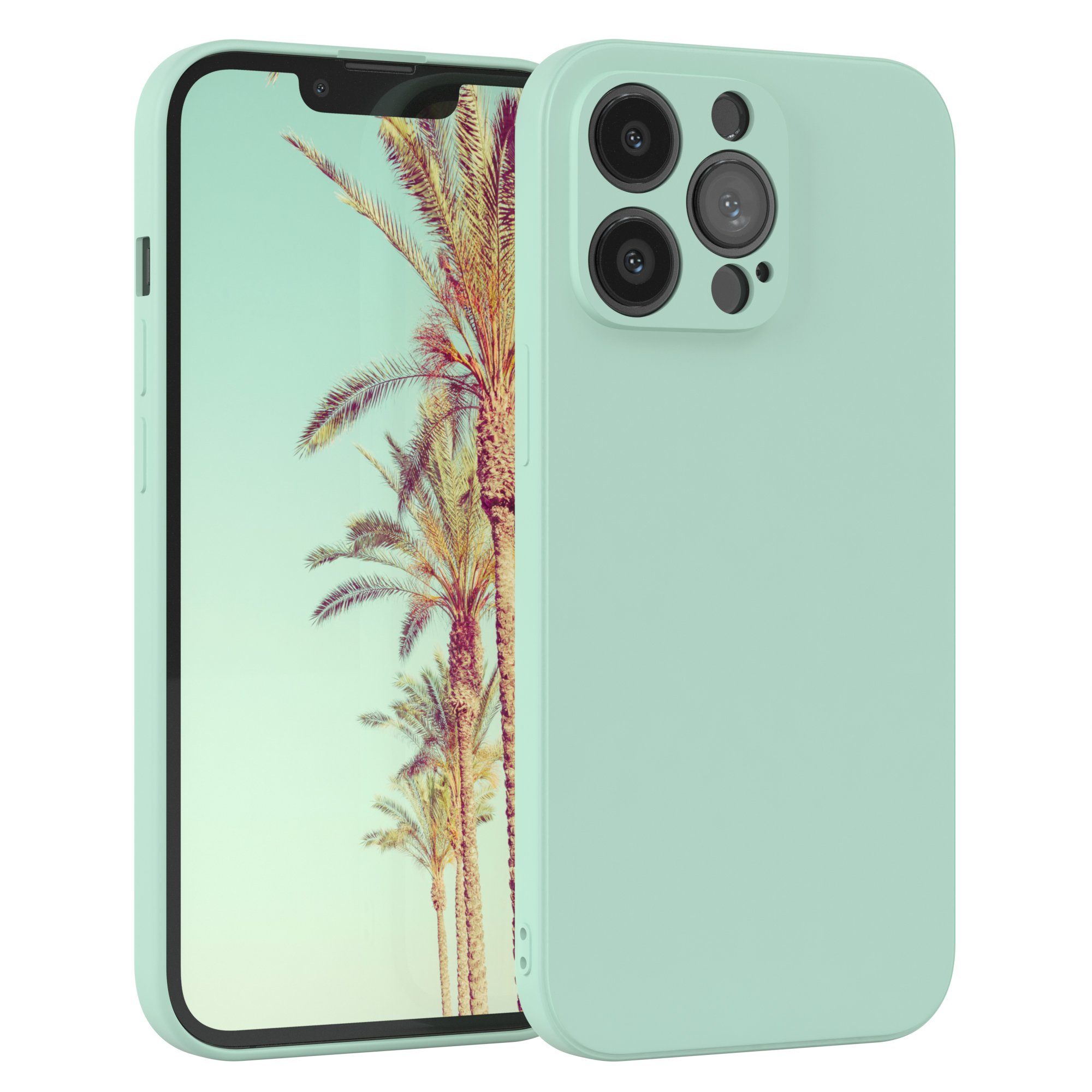 EAZY CASE Handyhülle für Apple iPhone 13 Pro Hülle Silikon 6,1 Zoll, Hülle Silikon kratzfest Smart Slimcover Bumper Case Etui Mint Grün