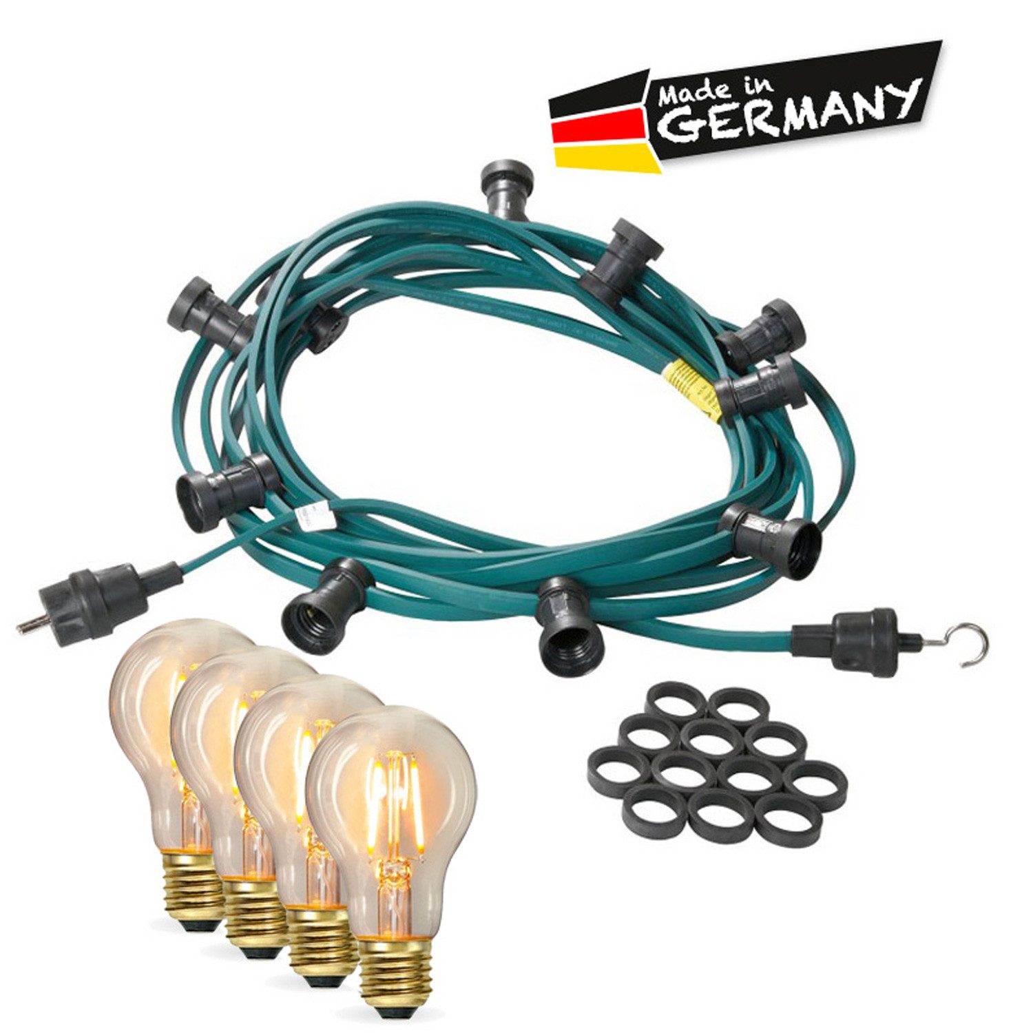 SPICELITE LED-Lichterkette Illu- Party Garten Außenlichterkette 10m 20xLED Filament Glühbirne, 20-flammig