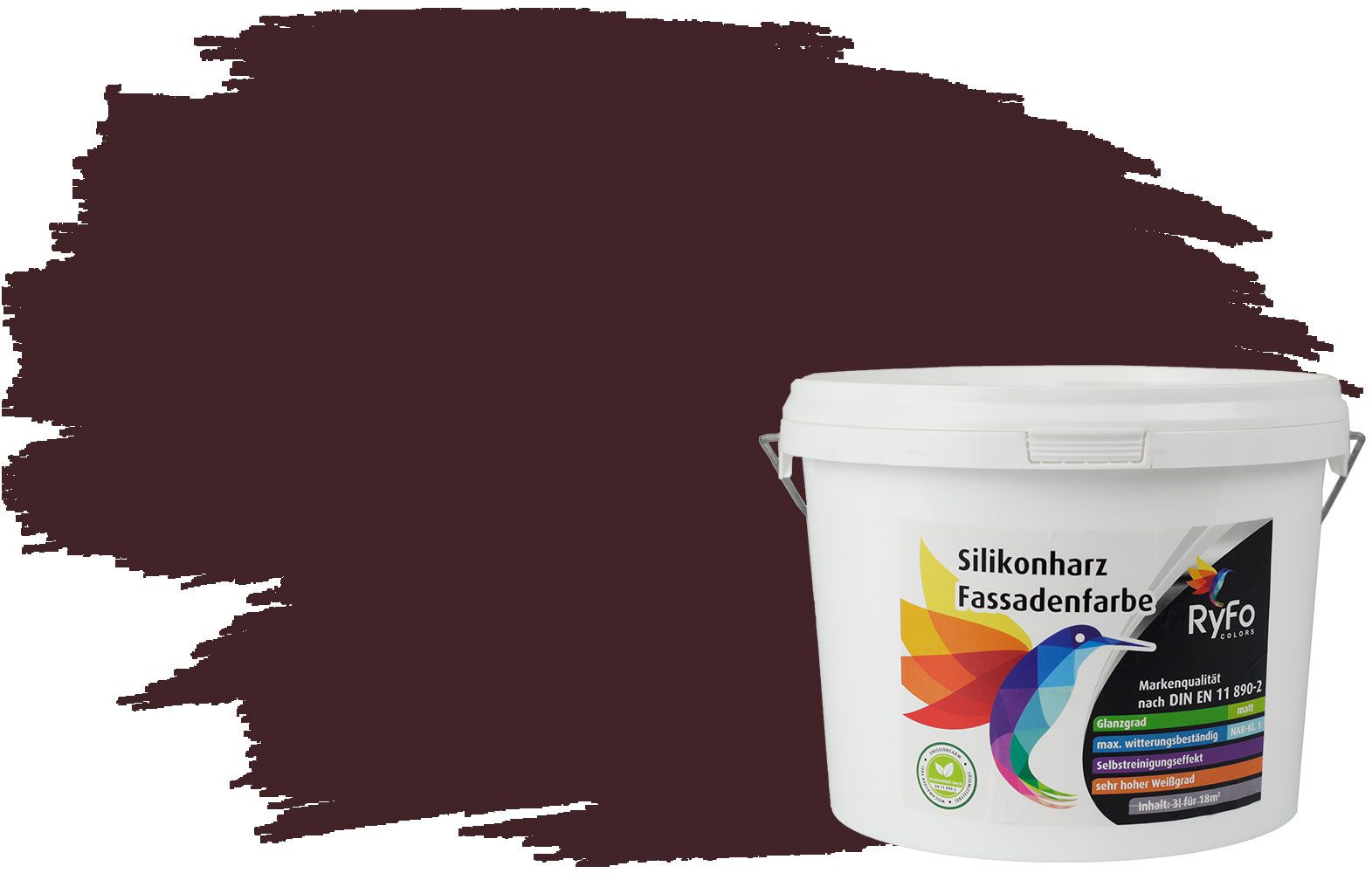 RyFo Colors Fassadenfarbe Silikonharz Fassadenfarbe Rottöne, 1 L ca. 6 m², Wasserabweisend, diffusionsfähig, schützt vor Schmutz, UV-beständig