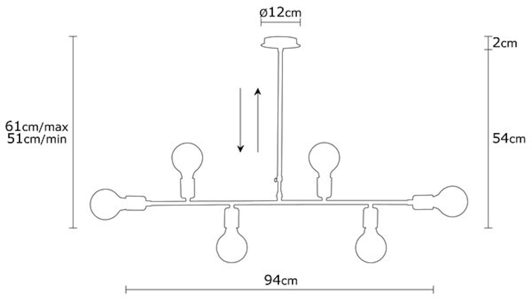 Feldmann-Wohnen Deckenleuchten Truva, 94x12x51-61cm, verstellbar Höhe
