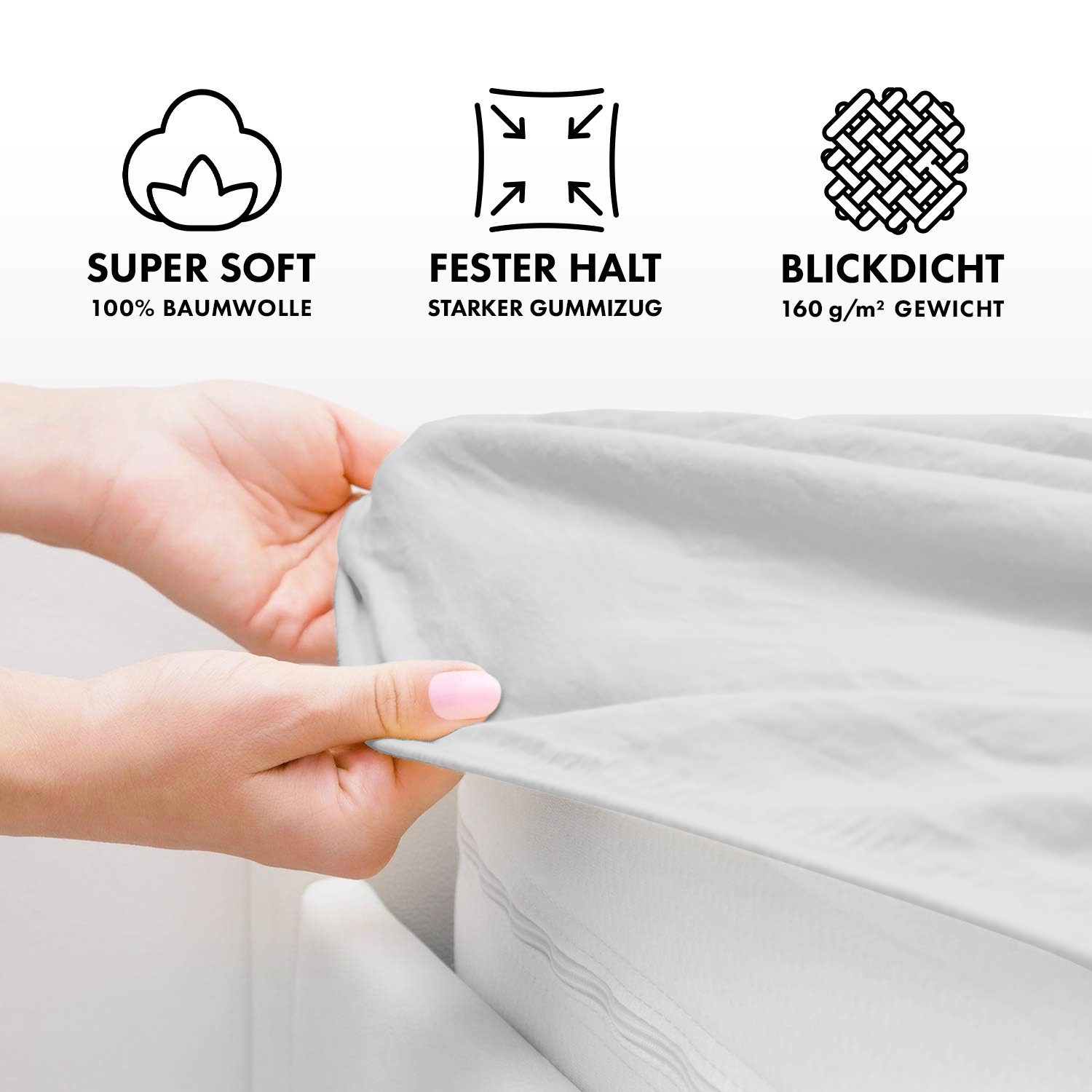 Jacobson Spannbettlaken TOPPER aus 100% Baumwolle, Jersey Bettlaken 160 g/m², Spannbetttuch mit Gummizug, pflegeleicht & viele Farben – Bild 3 von 5