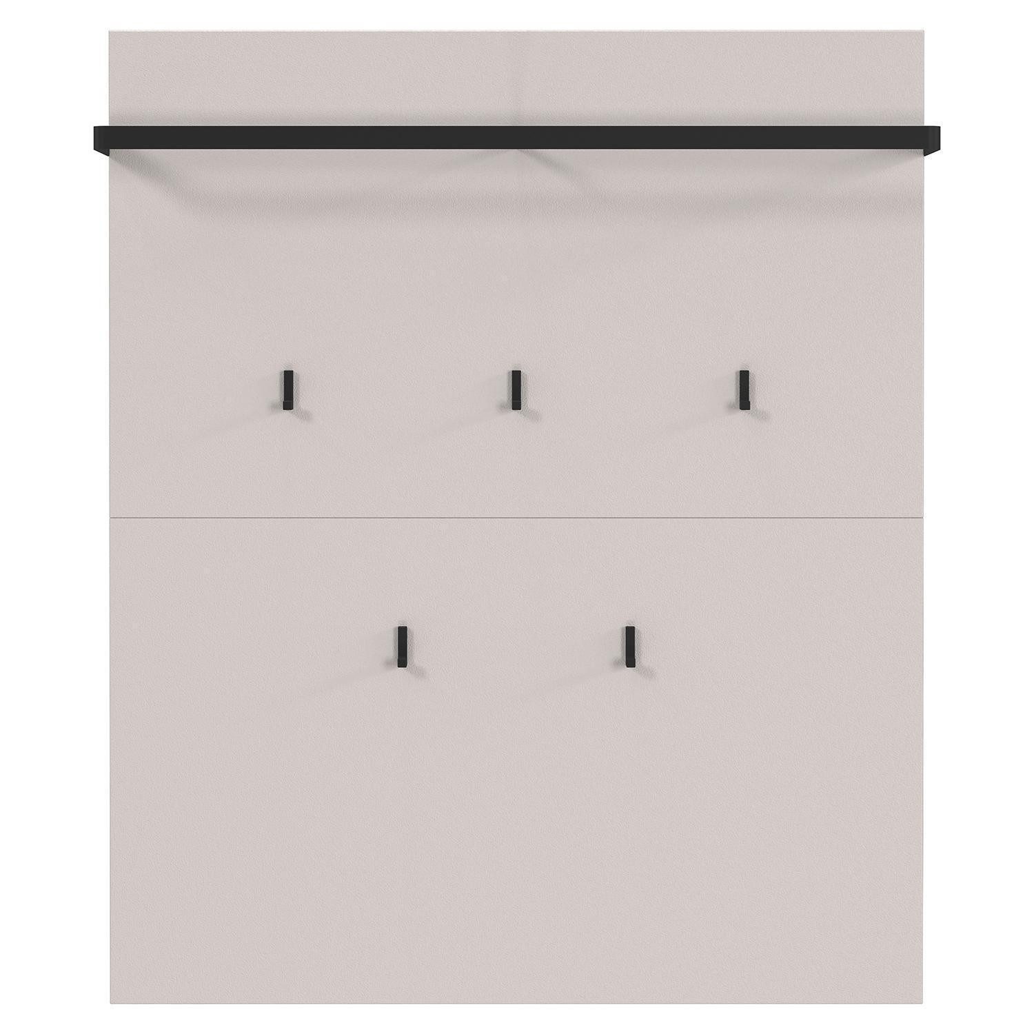 Vito Garderobenpaneel LOMENA, Cashmeregrau, Schwarz, 1 Kleiderstange, 5 Haken, B 92 x H 110 x T 18 cm