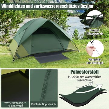 COSTWAY Kuppelzelt, Personen: 2, Campingzelt mit abnehmbarem Regenschutz, Bodenplane