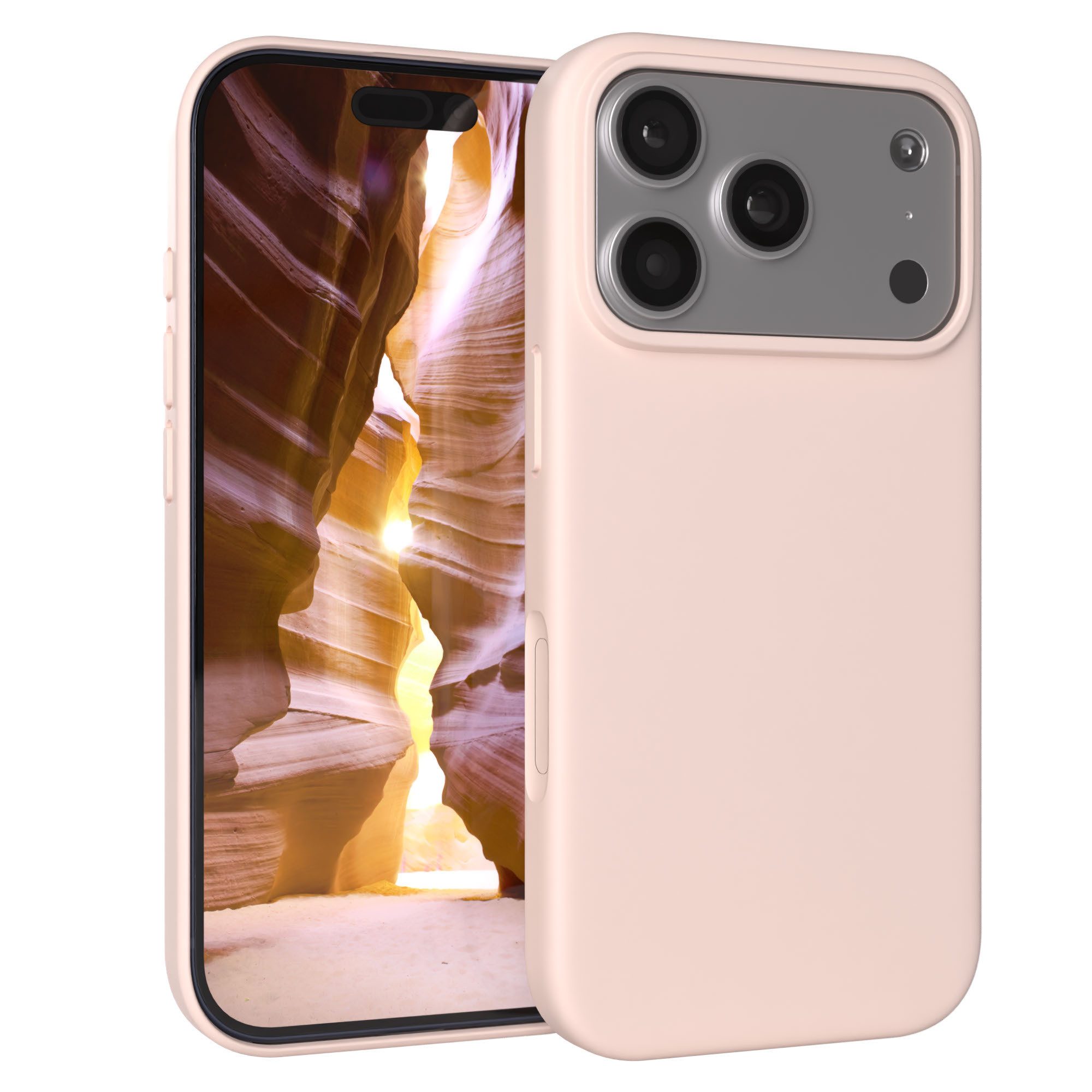 EAZY CASE Handyhülle für Apple iPhone 17 Pro Hülle Silikon 6,3 Zoll, Schutzhülle mit Kameraschutz stoßfest Bumper Case Rose