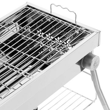 Royal Catering Holzkohlegrill Holzkohlegrill Ablage und klappbarer Rost 53 x 26 cm Edelstahl