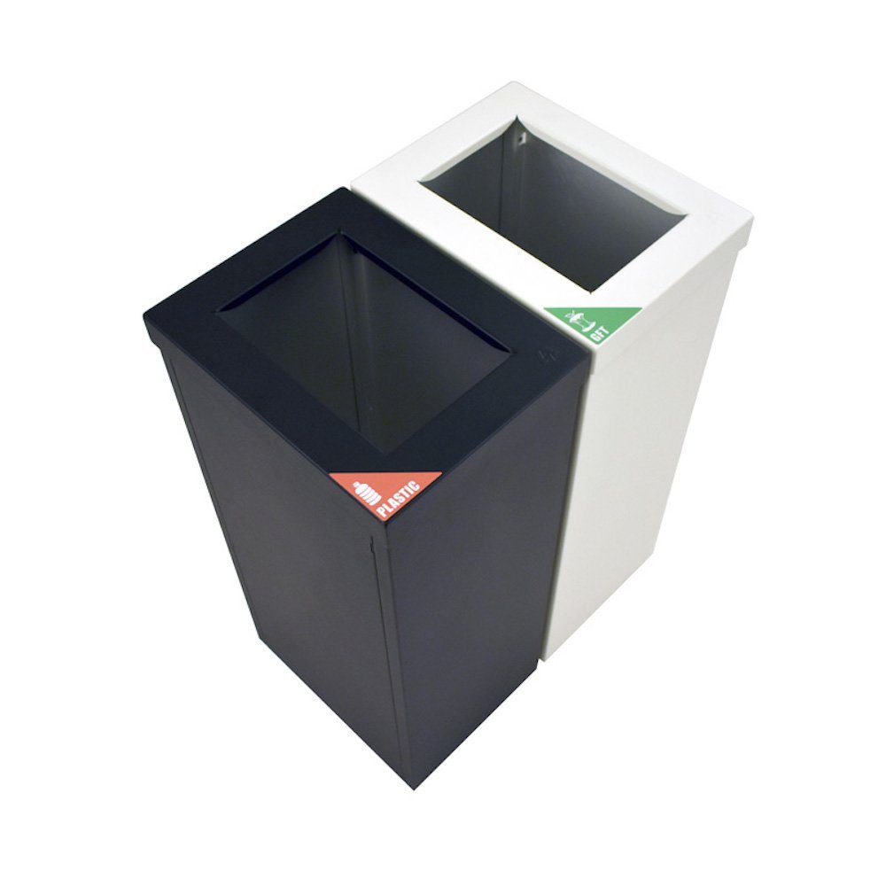 HxBxT Mülleimer PROREGAL® Aluminium, 60, 60 RecycloFlex 70,5x26,3x34,3cm, Schwarz Weiß L,