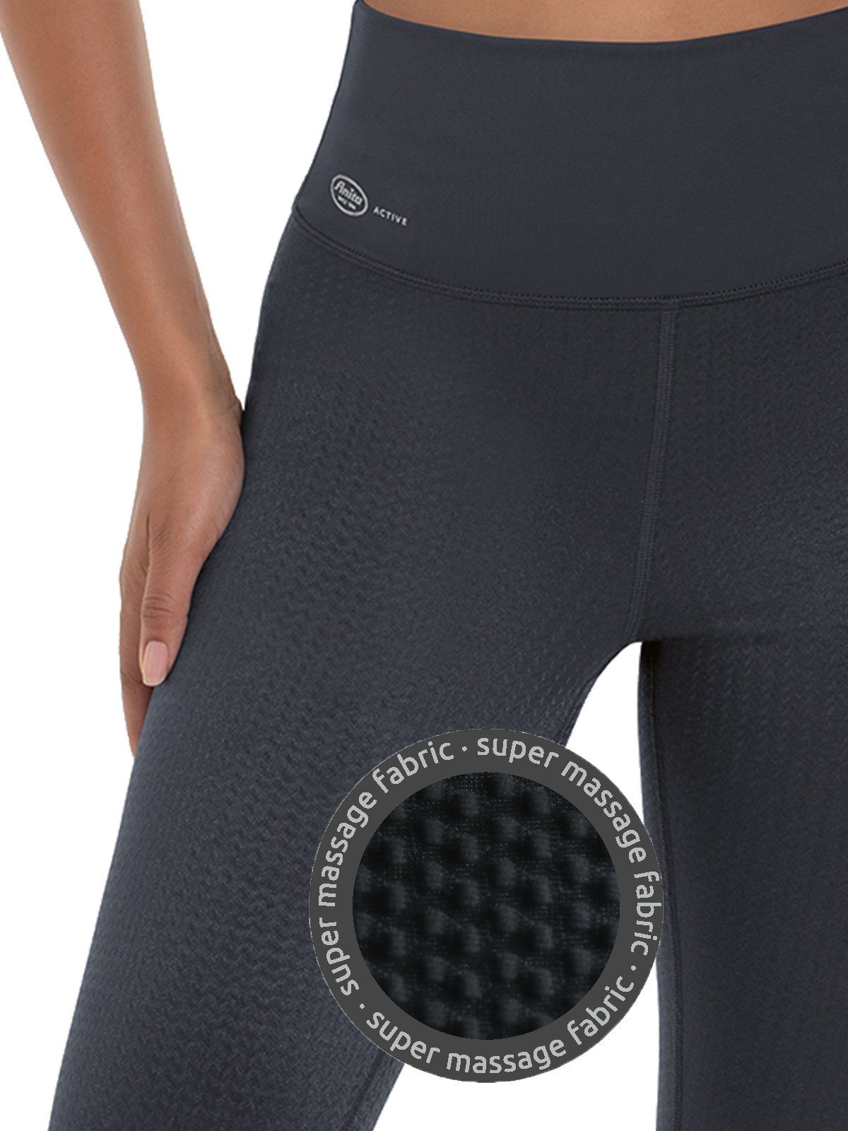 flache Nähte anthrazit Active Tights (Stück, Anita Sporthose Sport massage extra 1-tlg)