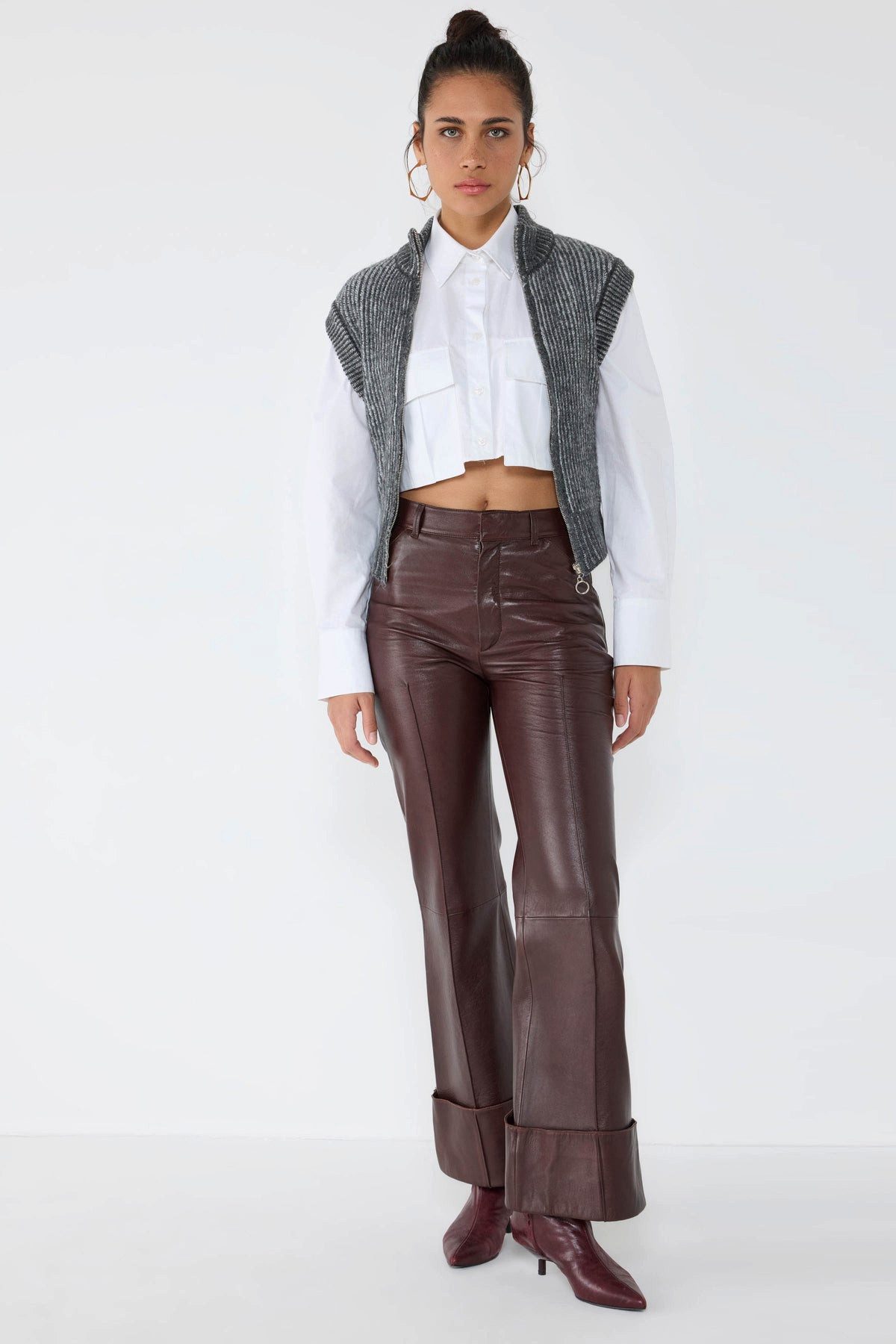 No Matter What Windbreaker Gestreiftes Halb-Zip Fischerkragen Strickweste