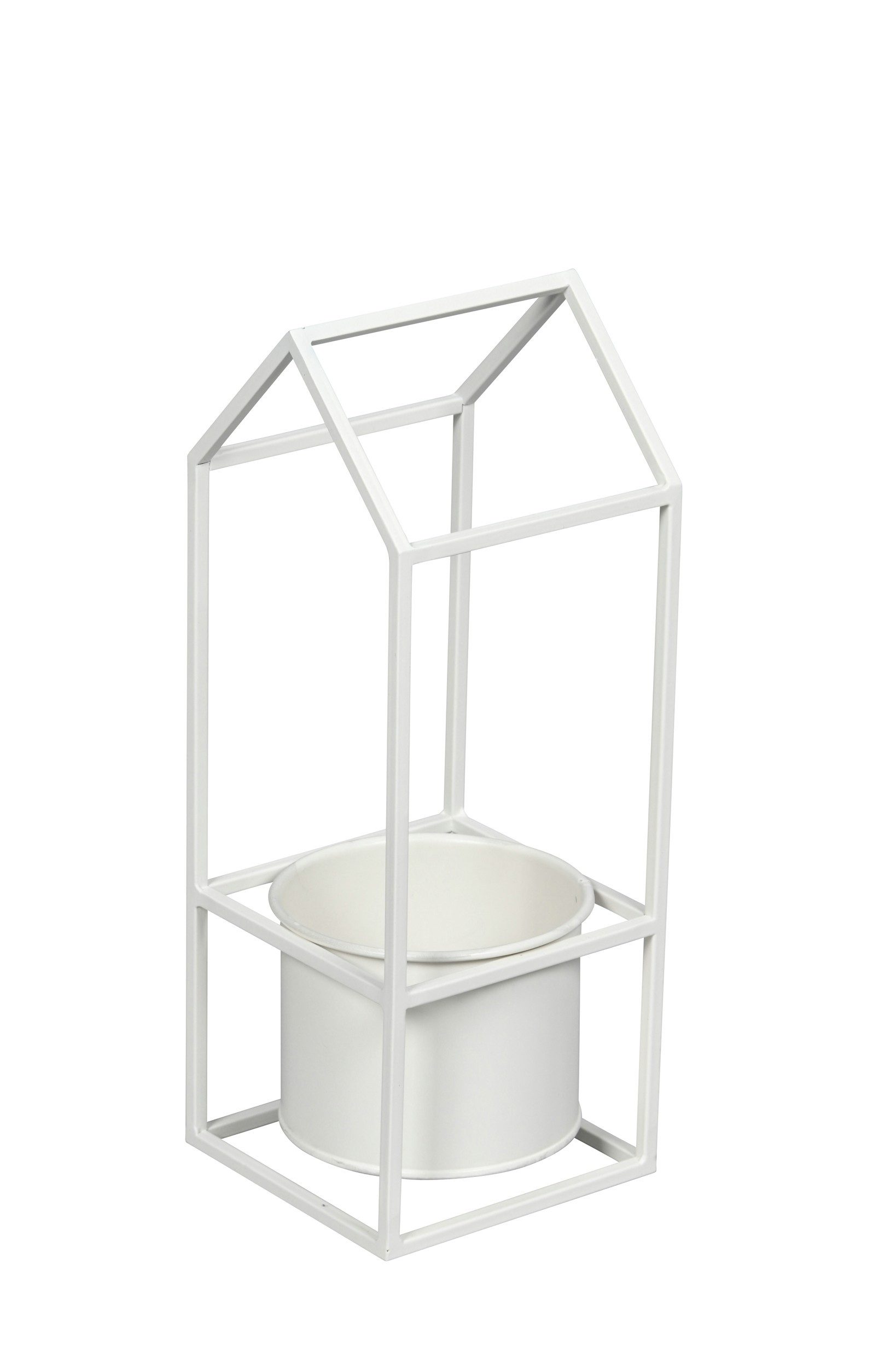 finehomegarden Blumentopf Metall Deko Haus mit Topf Shabby Chic Vintage-Pflanzenhalter für (1 St), Innen & Außen H35cm + 60cm Wand- oder Standdeko 2Größen wählbar
