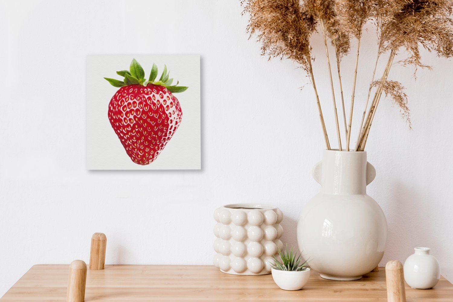 Wohnzimmer St), Leinwandbild Bilder - für Erdbeere - Obst (1 Leinwand OneMillionCanvasses® Weiß, Schlafzimmer