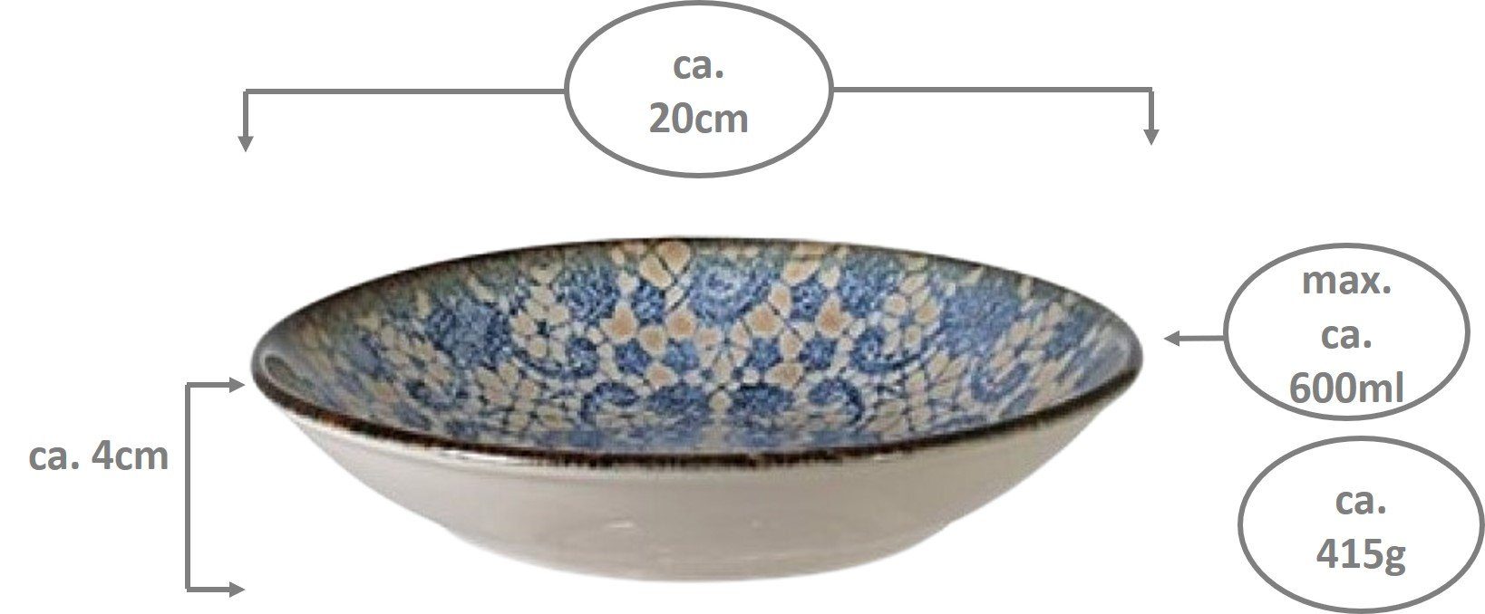 tief stoßfest Stück Teller Emilja 1 besonders Valencia 20cm - Porzellan, Suppenteller