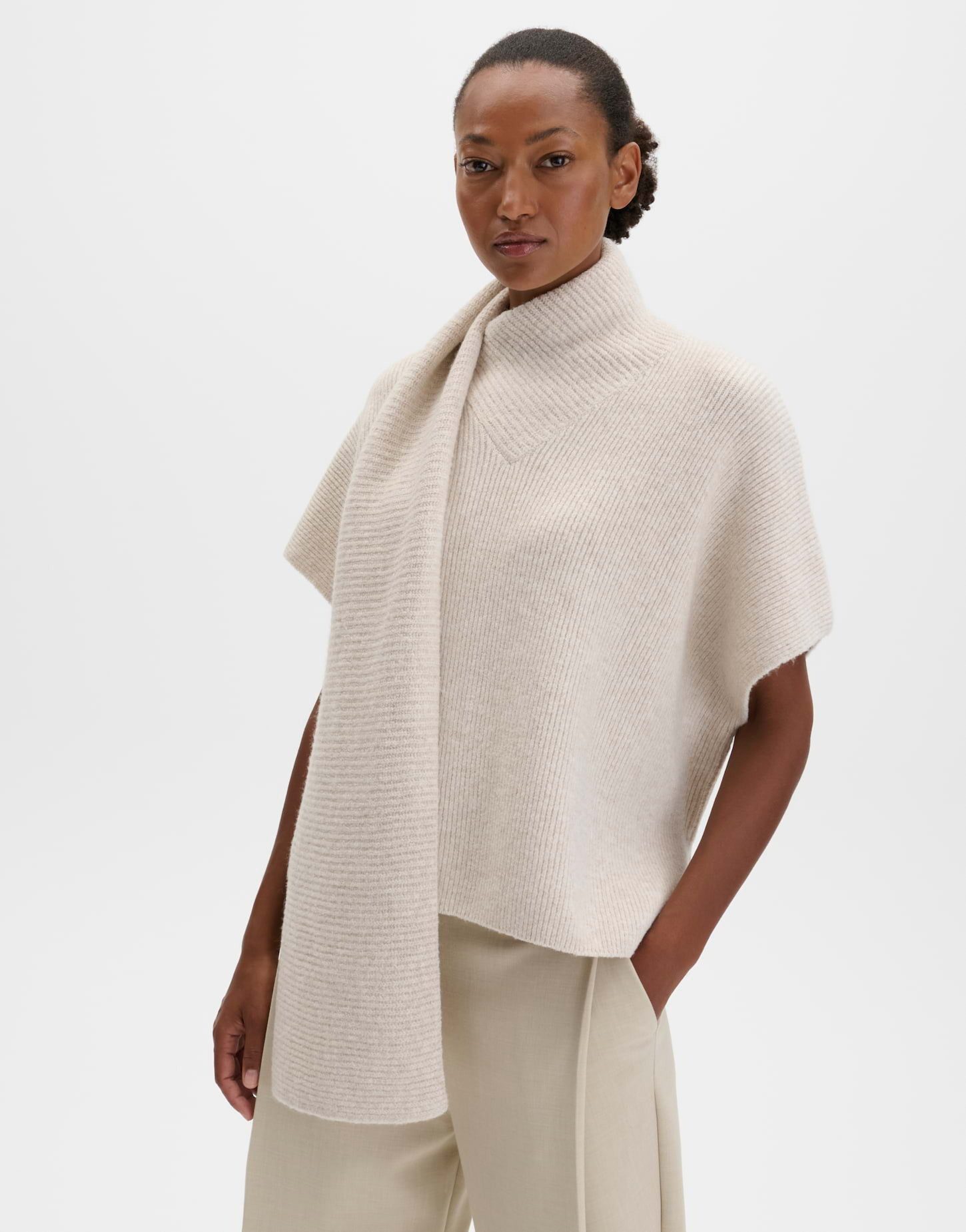 someday Poncho Bolana cape mit raffiniertem Schaldetail Boxy Ponchoform mit weicher Rippstruktur