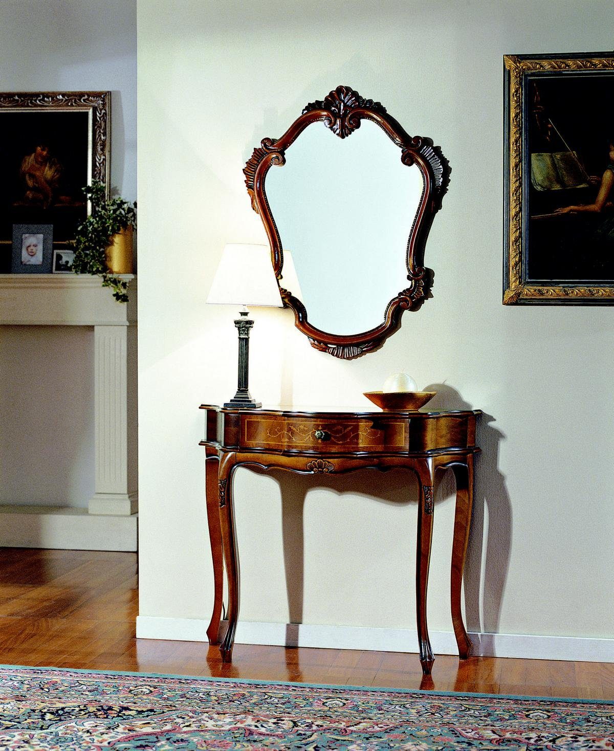 JVmoebel Konsolentisch Möbel Stil Barock Konsolentisch Spiegel Holz Italienische Tische Konsolen 2tlg.