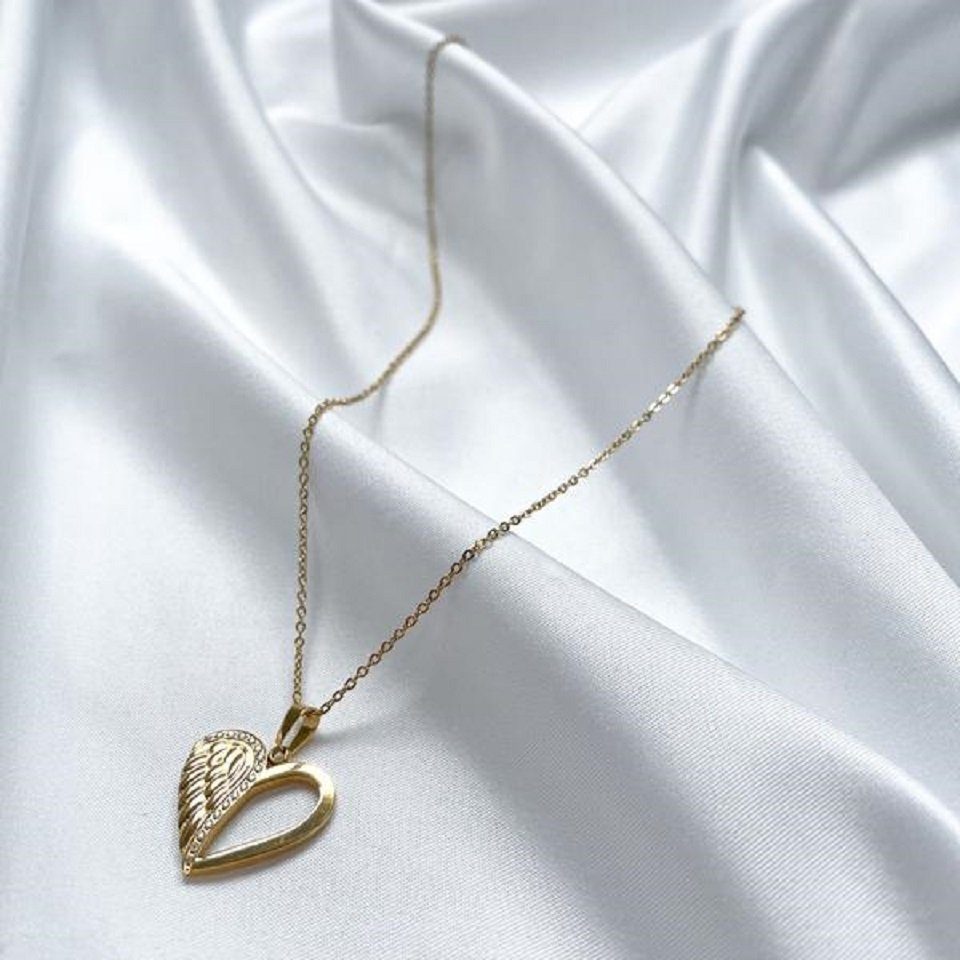 inkl. Edelstahlkette Herz Engel Gold Halskette ENGELSINN (1-tlg) Geschenkbox Edelstahl Schmuck