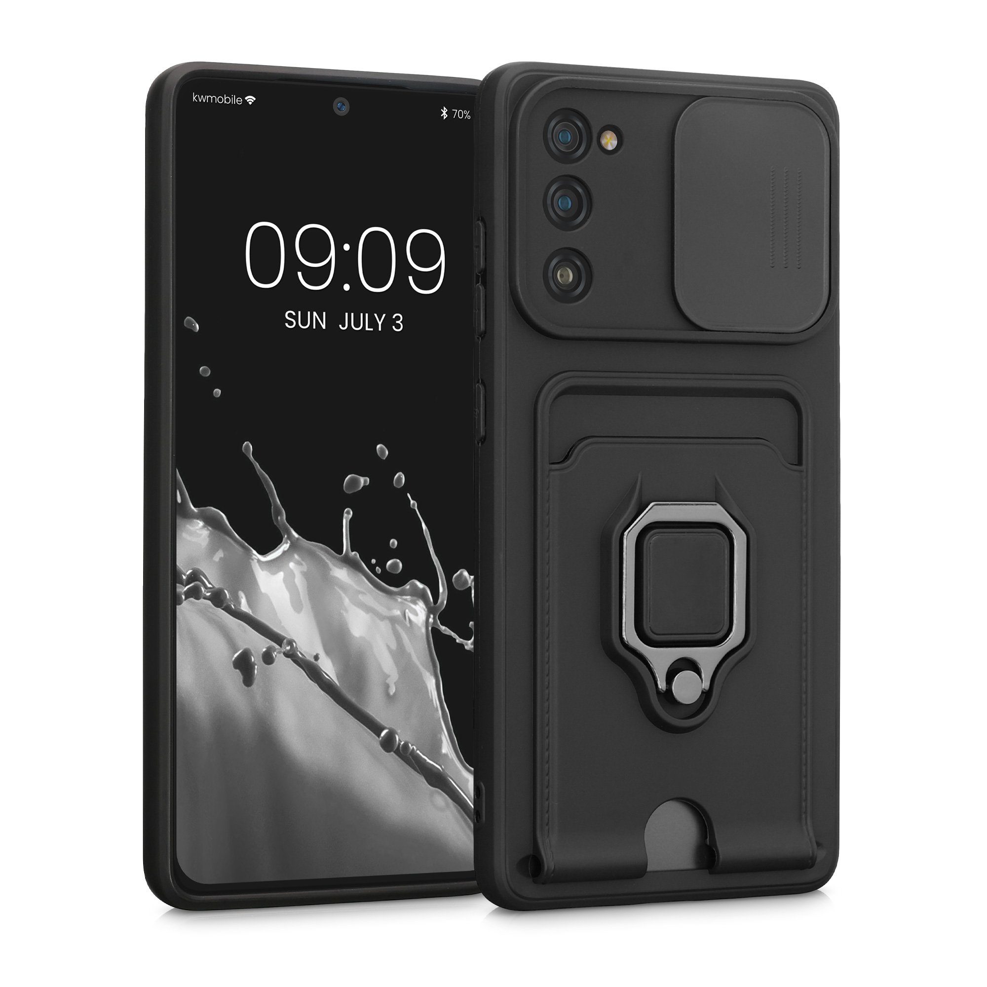 kwmobile Handyhülle Handyhülle für Samsung Galaxy S20 FE, Softcase mit Kameraschutz - Kartenfach - Schwarz