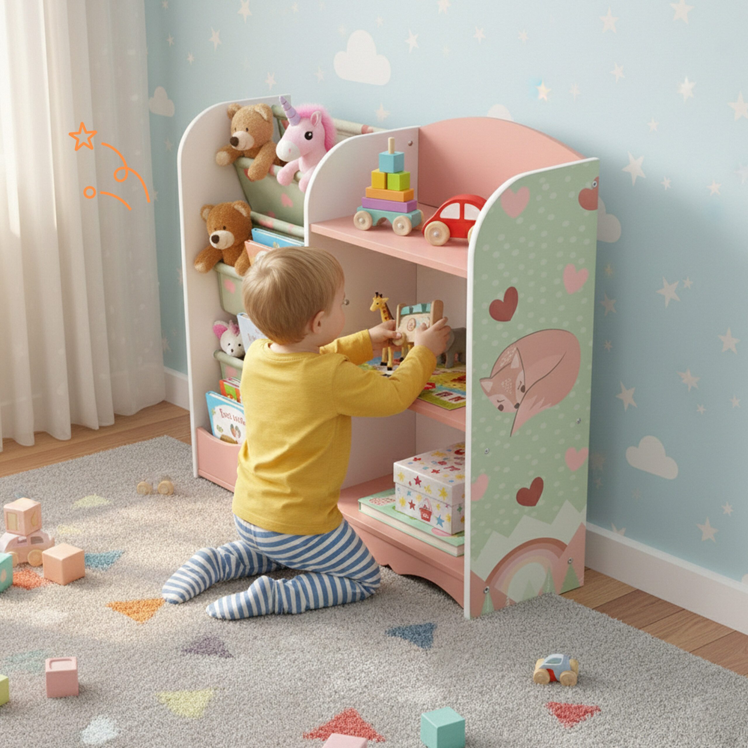 relaxdays Kinderregal mit 7 Fäch
