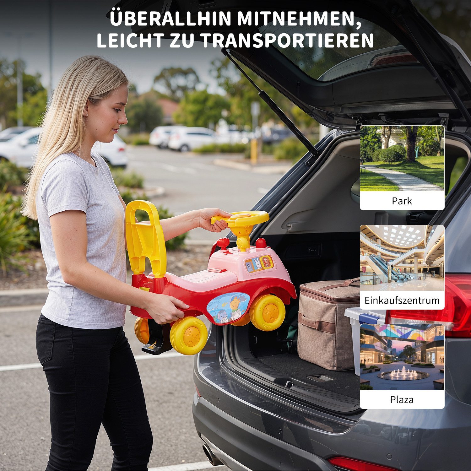 oyajia Rutscherauto Kinderfahrzeug mit Stauraum,Lauflernhilfe Babywalker Spiel, (auch als Lauflernhilfe nutzbar, Kinder Rutschauto)