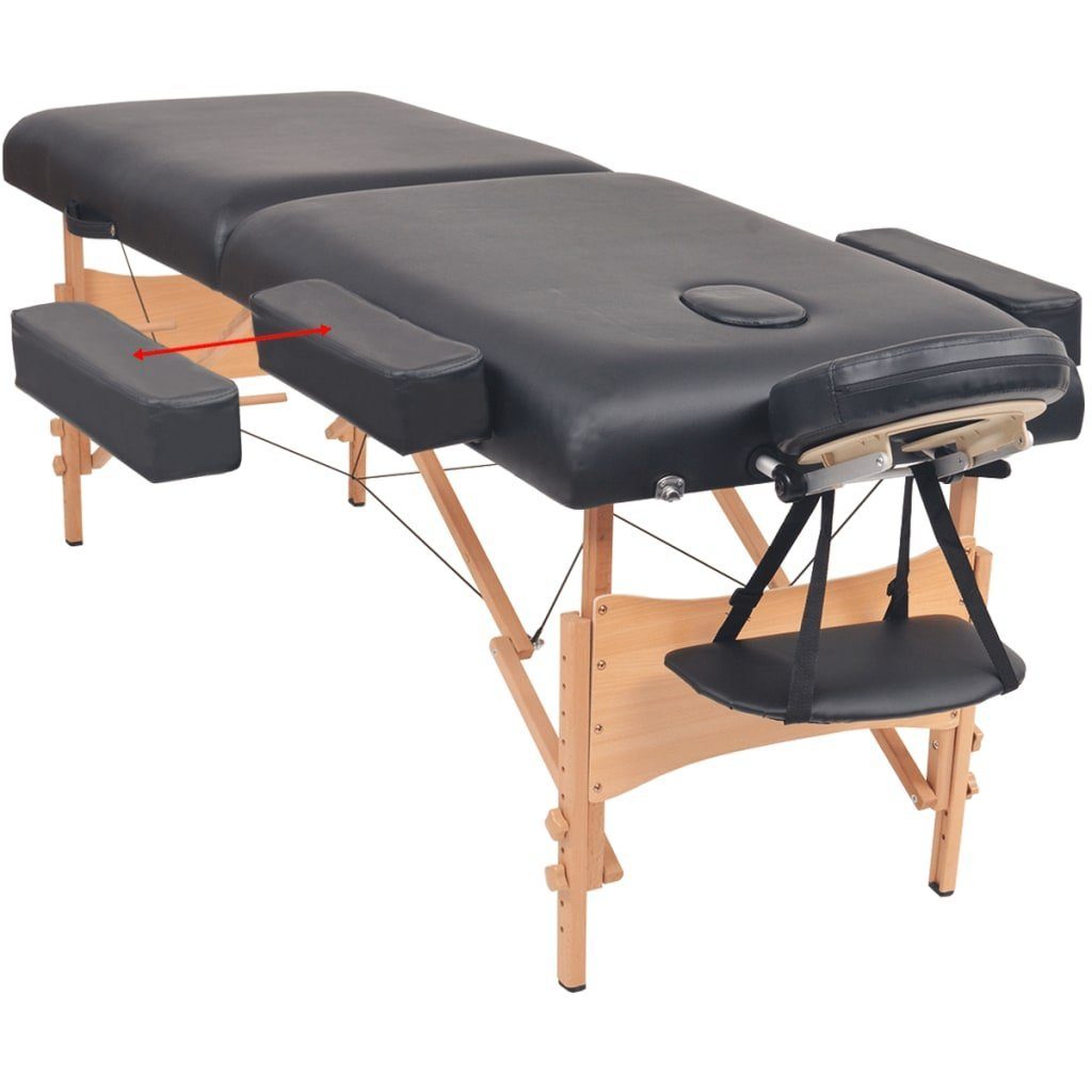 Massageliege vidaXL 2 Schwarz Tragbar Massageliege cm Polsterung Zonen 10