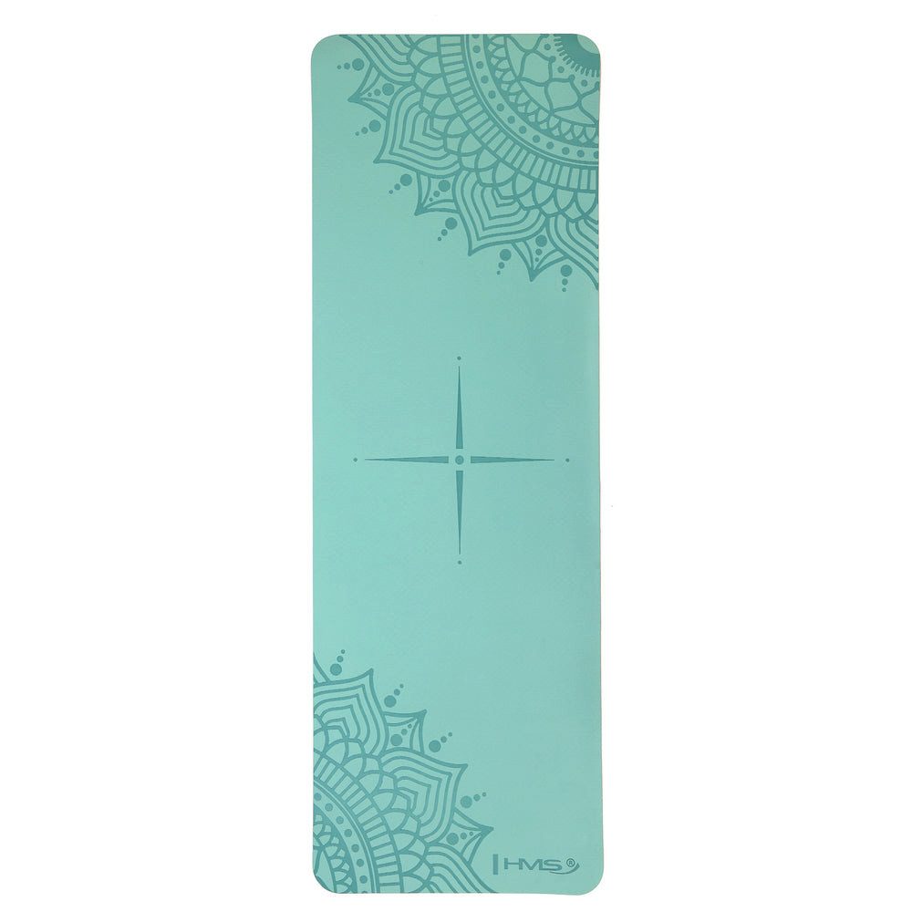 HMS Yogamatte Sportmatte Trainingsmatte Fitnessunterlage (Spar-Set, 1-St., 182 x 61 x 1 cm weich), TPE doppellagig, rutschfest, wasserfest, Hülle + Gurt