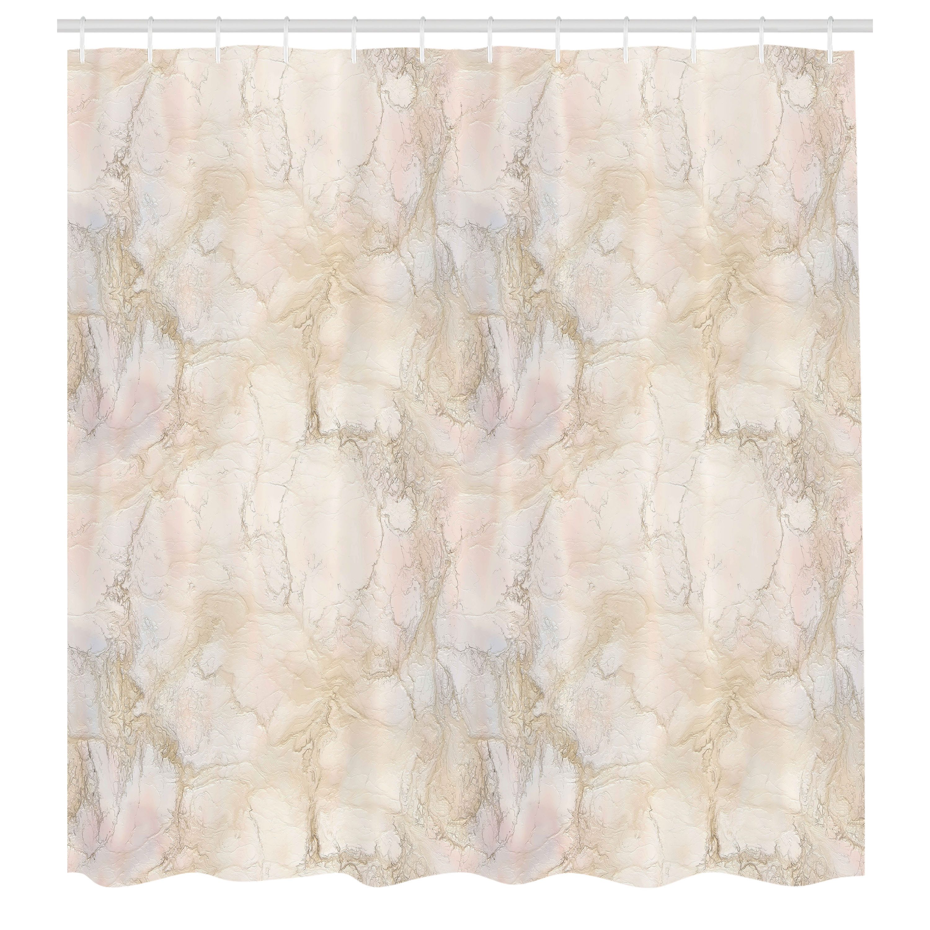 Abakuhaus Duschvorhang Moderner Digitaldruck mit 12 Haken auf Stoff Wasser Resistent Breite 175 cm, Höhe 180 cm, Marmor Rosa Pfirsich-Farben Risse