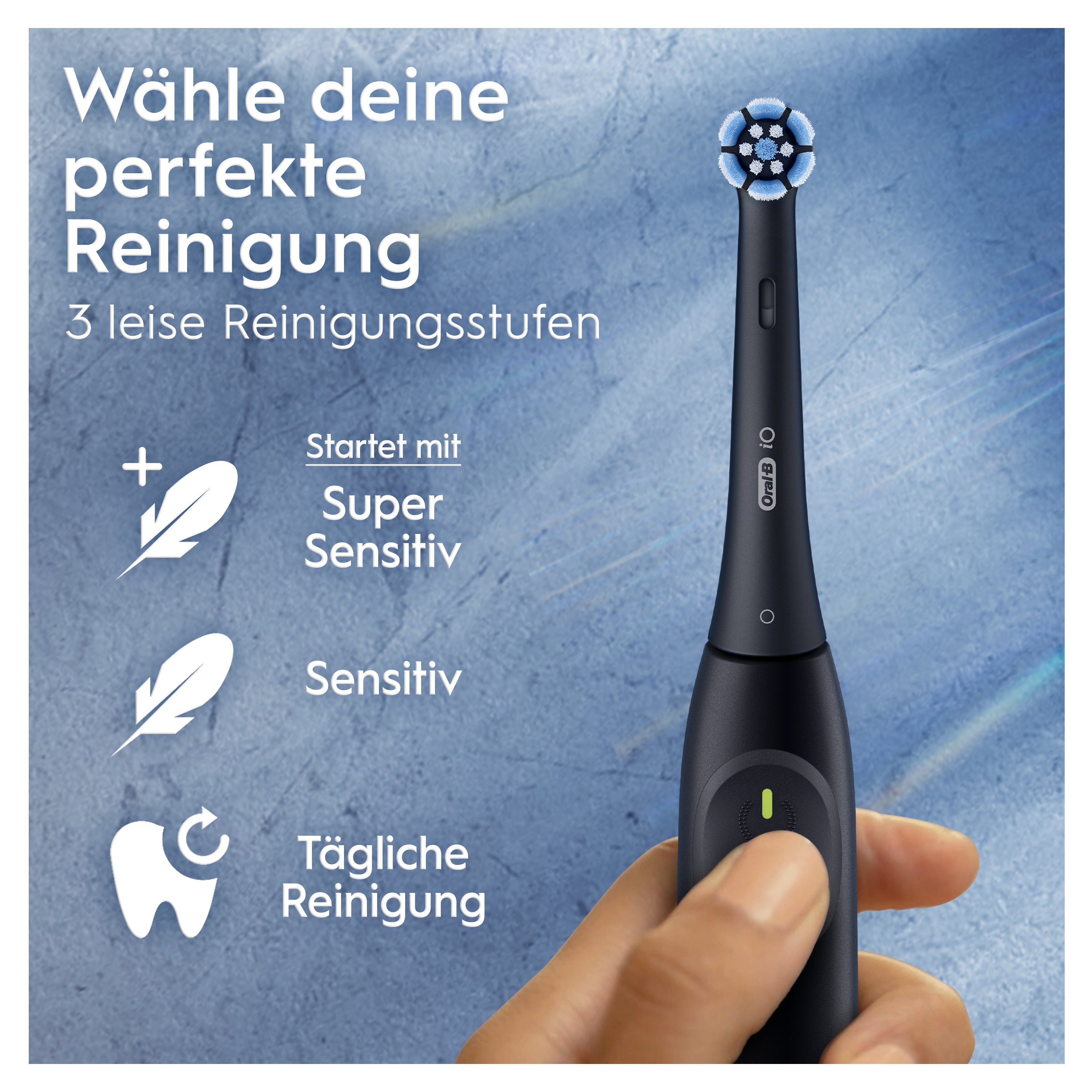 Oral-B Elektrische Zahnbürste iO Series 2, Aufsteckbürsten: 1 St., für die sanfte Reinigung, Reise-Etui