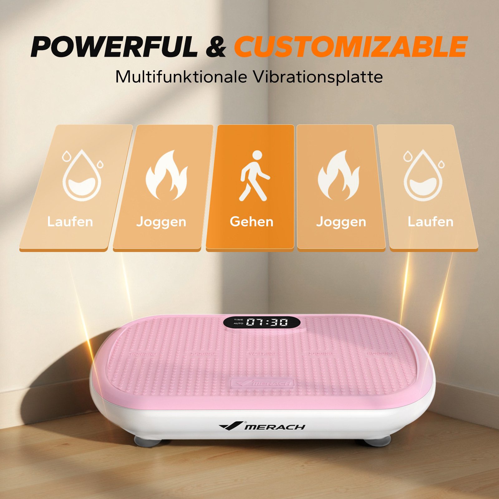 MERACH Vibrationsplatte Bluetooth-Trainingsgerät, bis zu 200 kg belastbar, 200 W, 10 Intensitätsstufen, (1 tlg), Ganzkörpertraining, intensiver Muskelaufbau, robuste Bauweise