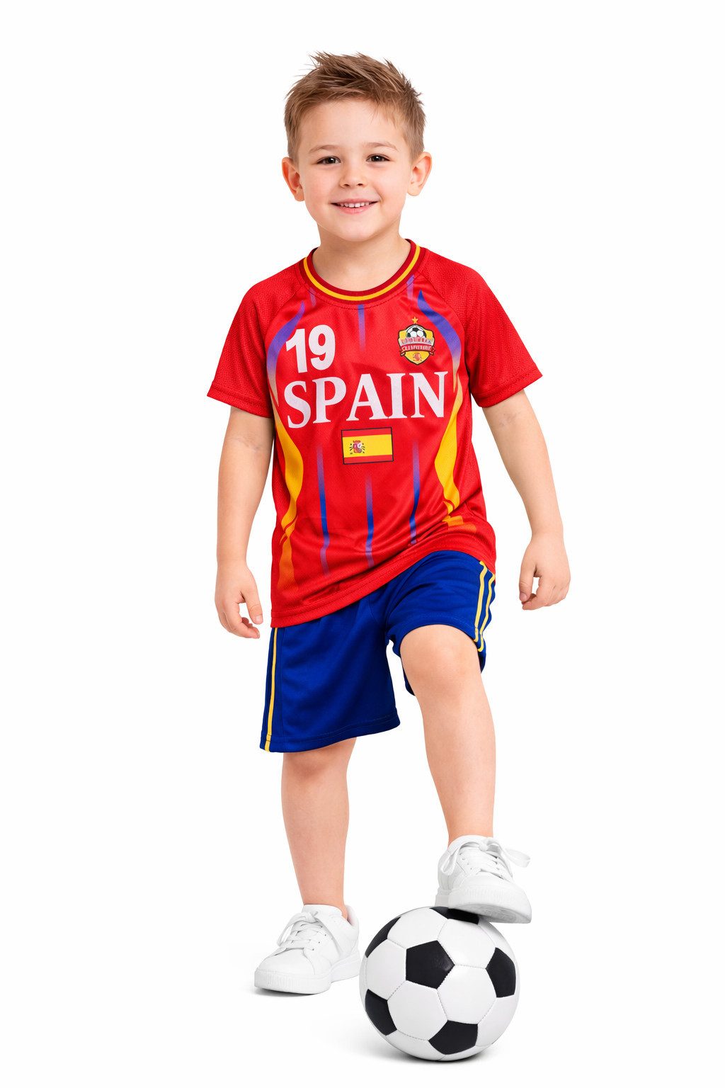 Fashion Boy Fußballtrikot Fußball Fan Set Spanien, Spain, Trikot + Shorts, JS177e (Set)