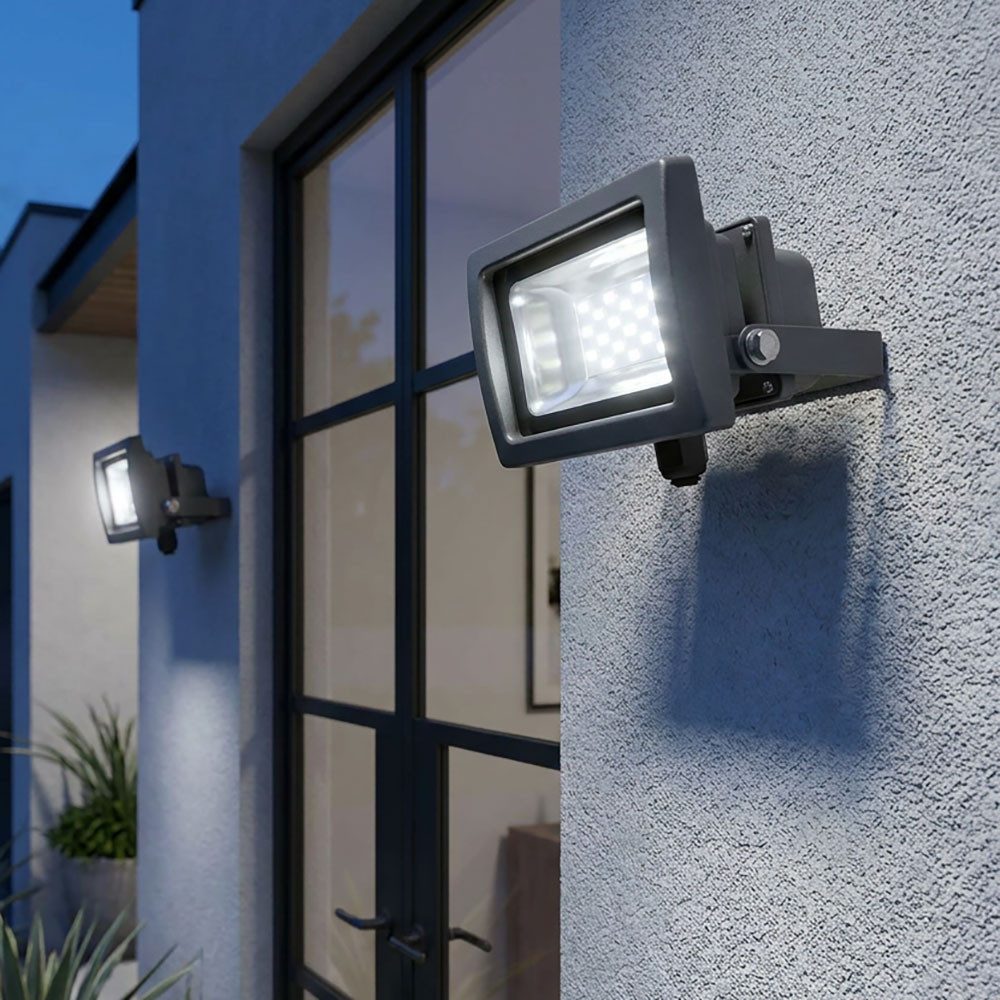 GLOBO LIGHTING Baustrahler, LED-Leuchtmittel fest verbaut, Tageslichtweiß, 2er Set LED Wandleuchte Baustrahler Außenlampe Scheinwerfer schwenkbar