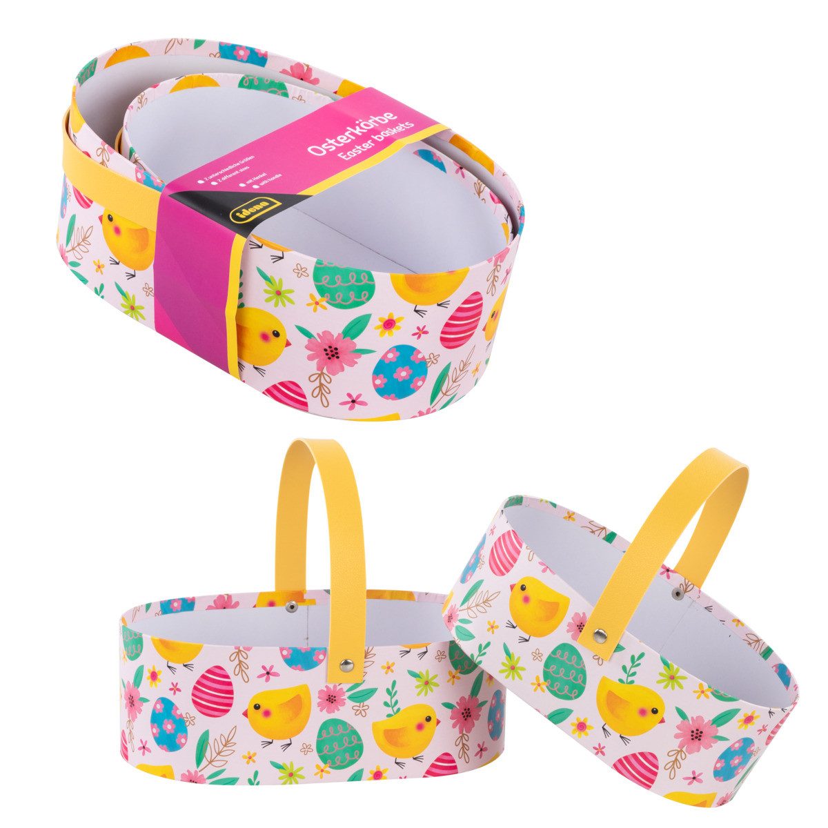 Idena Geschenkbox Osterkörbe mit Tragehenkel - 23 x 14 cm, 20 x 12 cm