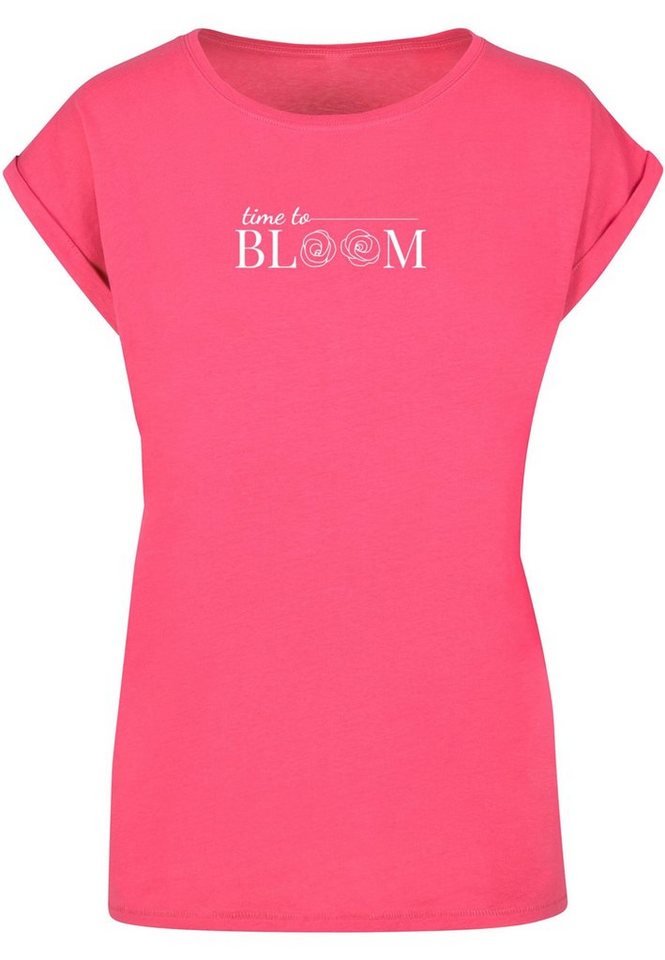 Merchcode T-Shirt Damen Ladies Time to bloom - Extended Shoulder Tee (1-tlg)