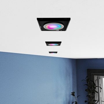 SSC-LUXon LED Einbaustrahler Glas Einbaustrahler flach, eckig & schwarz mit RGB LED Smart WLAN, Warmweiß bis Tageslicht