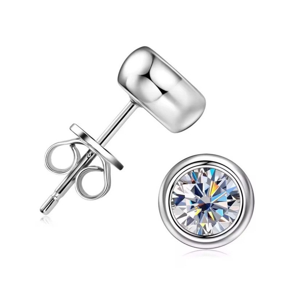 ROUGEMONT Paar Ohrstecker Funkelnde Moissanit Ohrstecker 6,5 mm 1,0ct VVS1 D +Zertifikat, Echtschmuck mit Echtheitszertifikat
