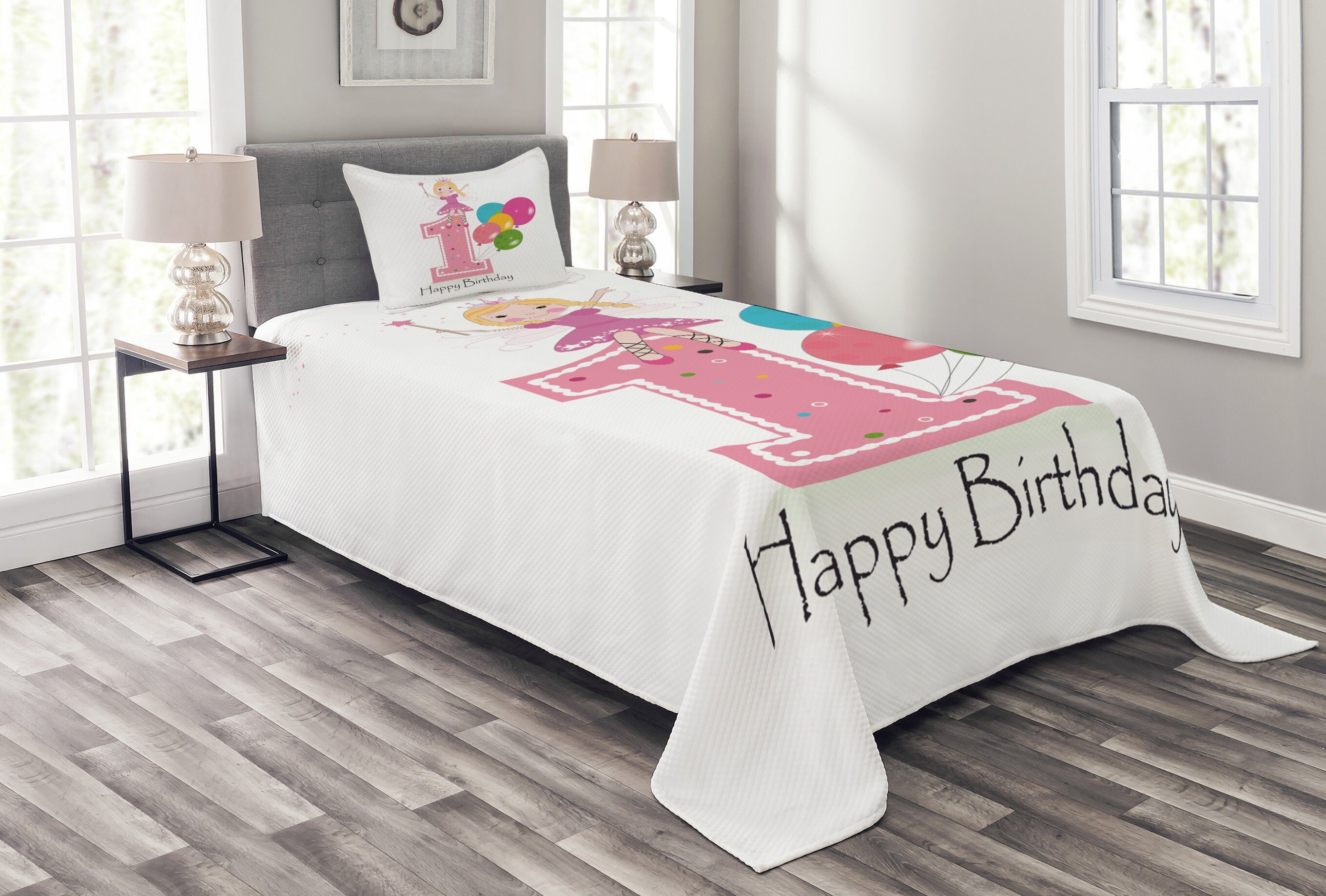 Waschbar, Tagesdecke Wünsche mit Set Wand Beste Kissenbezügen Abakuhaus, Geburtstag Rosa