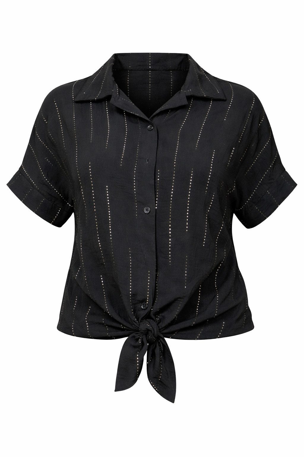 ITALY VIBES Kurzarmbluse MIRELLA - sommerliche Bluse - Strassdetails - Bindeknoten - elegante B ONE SIZE / passend für Größe S - XL