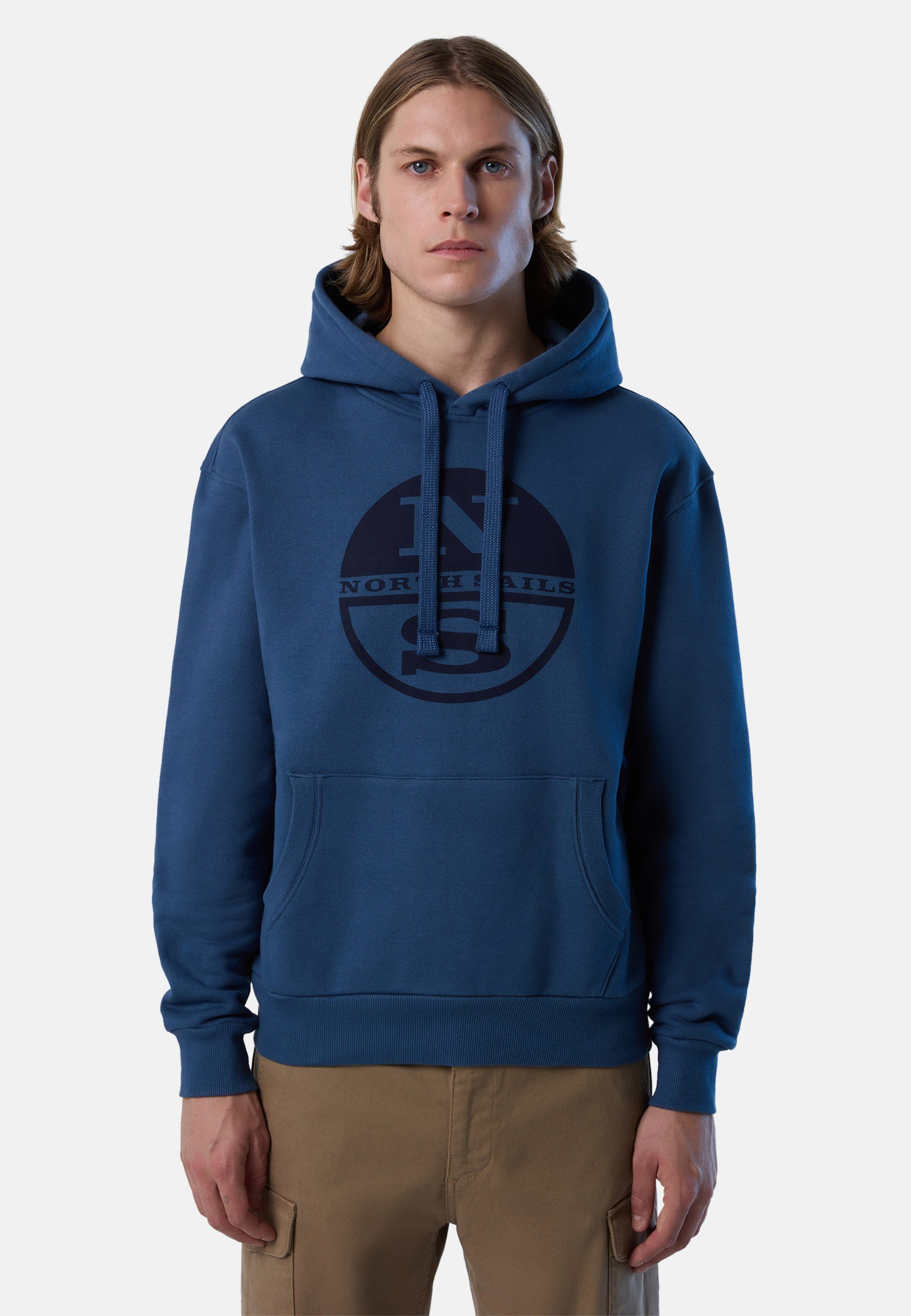 North Sails Kapuzensweatshirt Kapuzenpulli mit Maxi-Logo-Druck mit klassischem Design blau