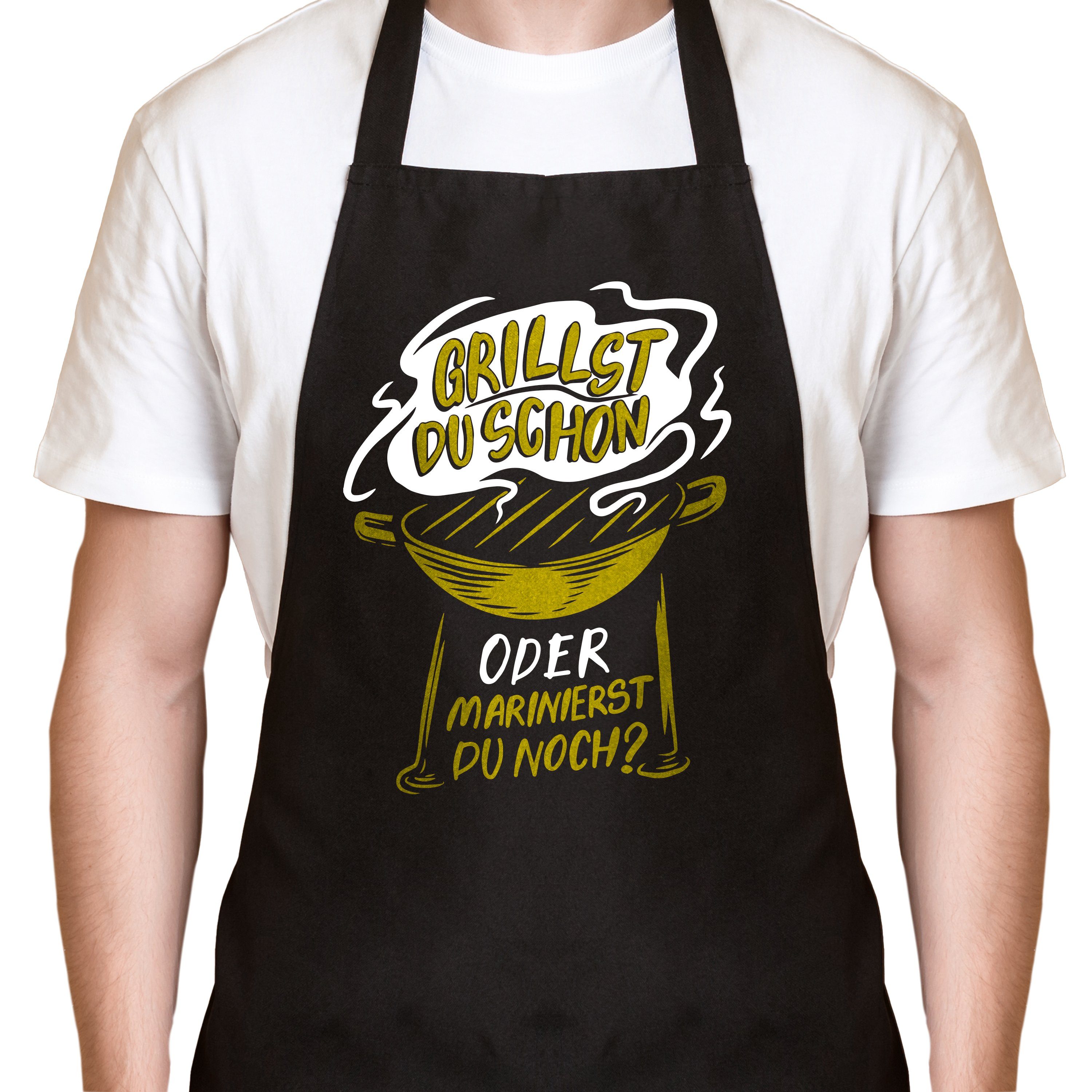 YORA Grillschürze für Männer lustig, (Set, 2-tlg., Grillschürze + personalisierbarer Urkunde), das perfekte Geschenk für alle Männer, die Grillen lieben