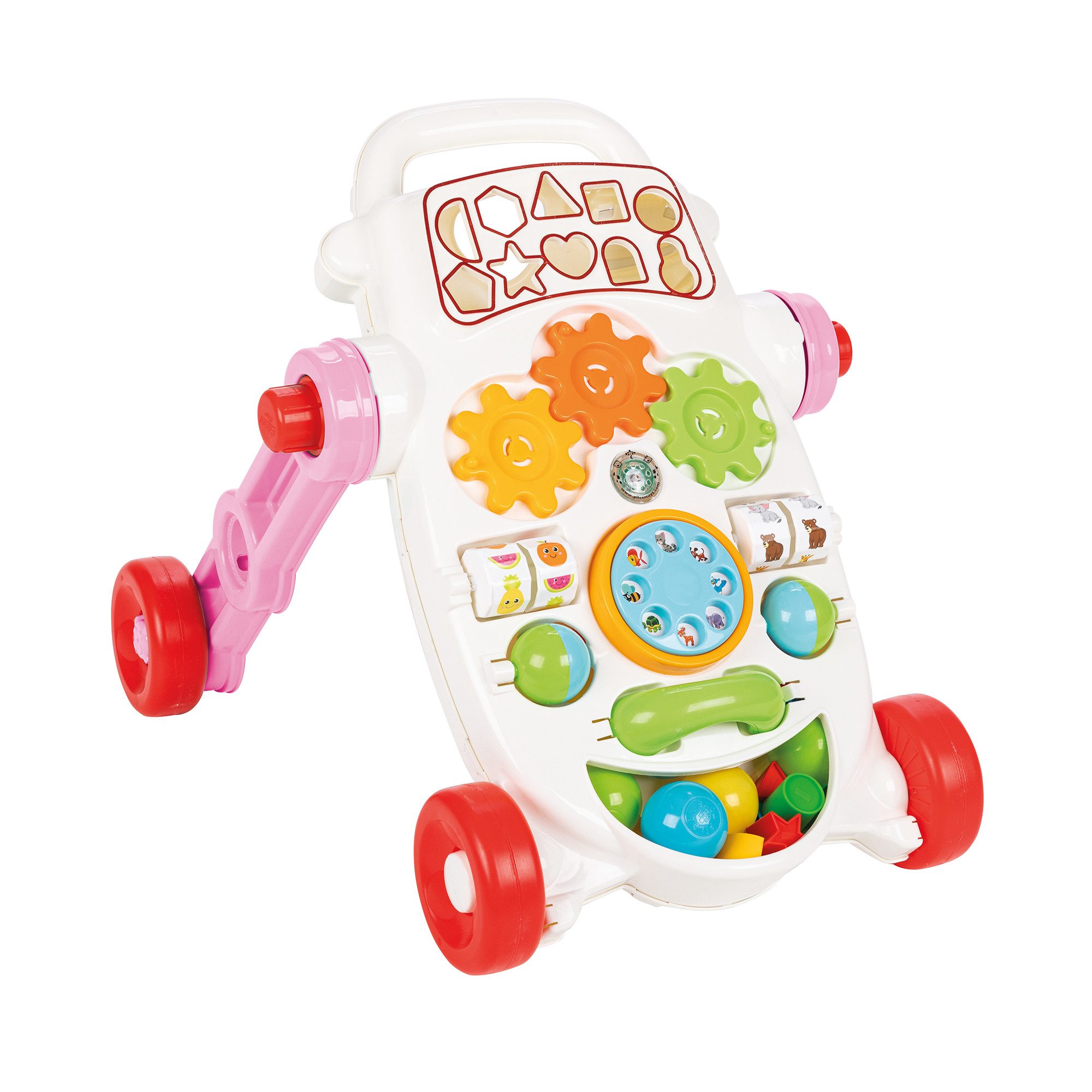 Lemodo Lauflernwagen Lauflernwagen mit Soundeffekten, Lauflernhilfe mit Spielzeugzubehör, mit Sound