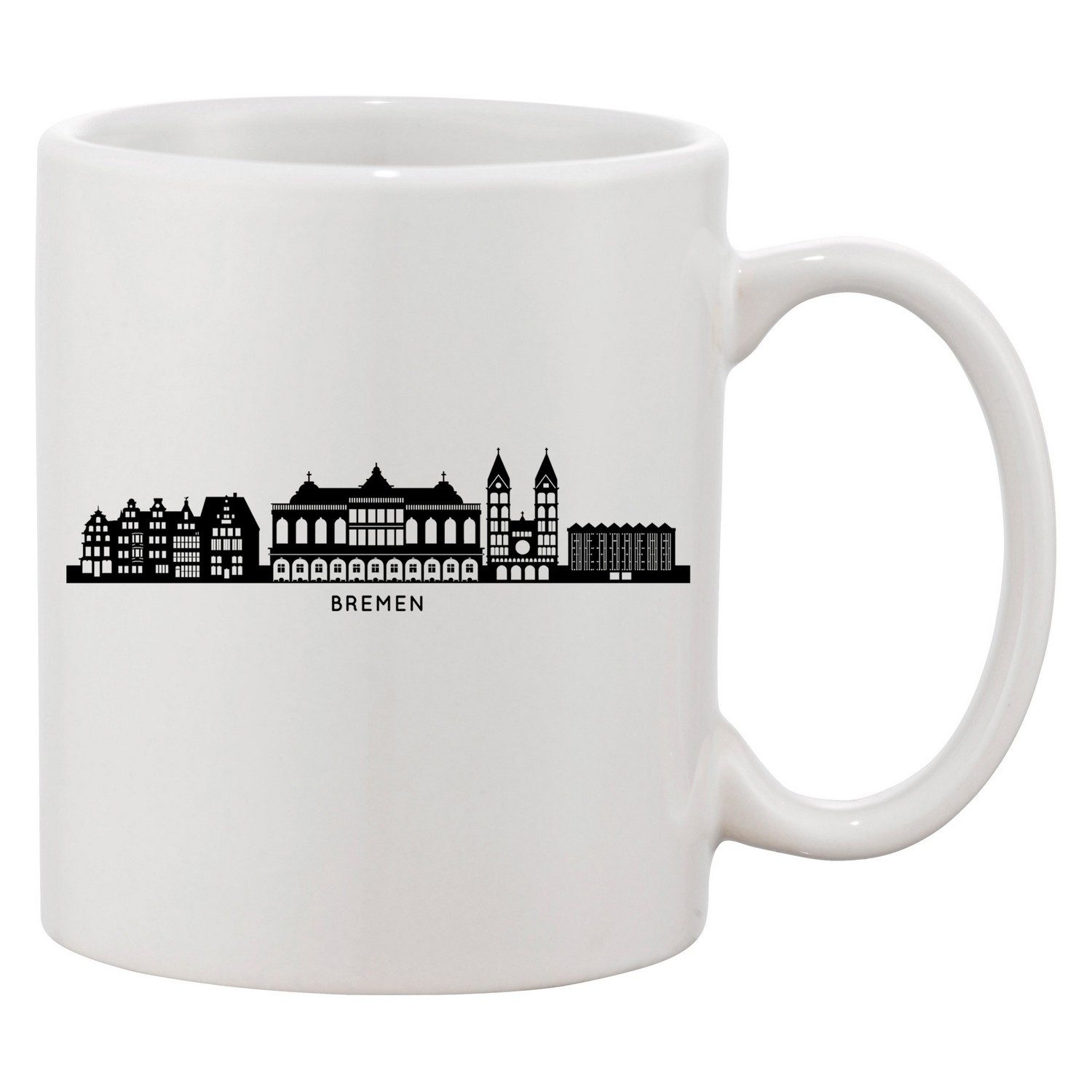 Blondie & Brownie Tasse Bremen Skyline Tasse Rathaus Roland Stadtmusikanten Souvenir Print, 1-tlg., Keramik, Bremen Skyline Souvenir Keramiktasse