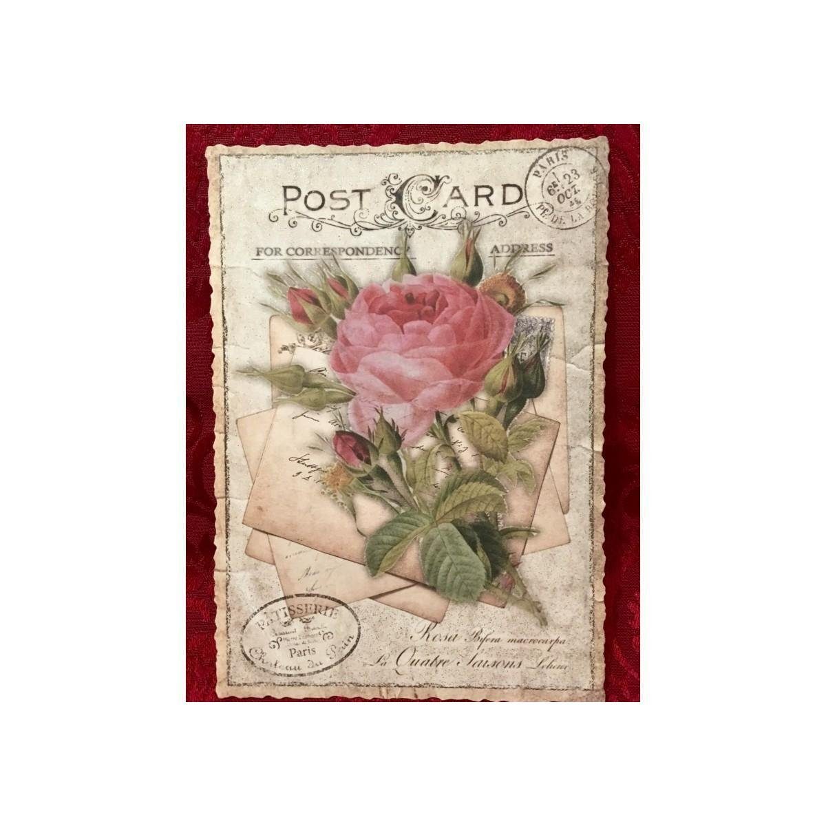 pappnoptikum Grußkarte 5026 - Postkarte Vintage Rose (mit Glimmer)
