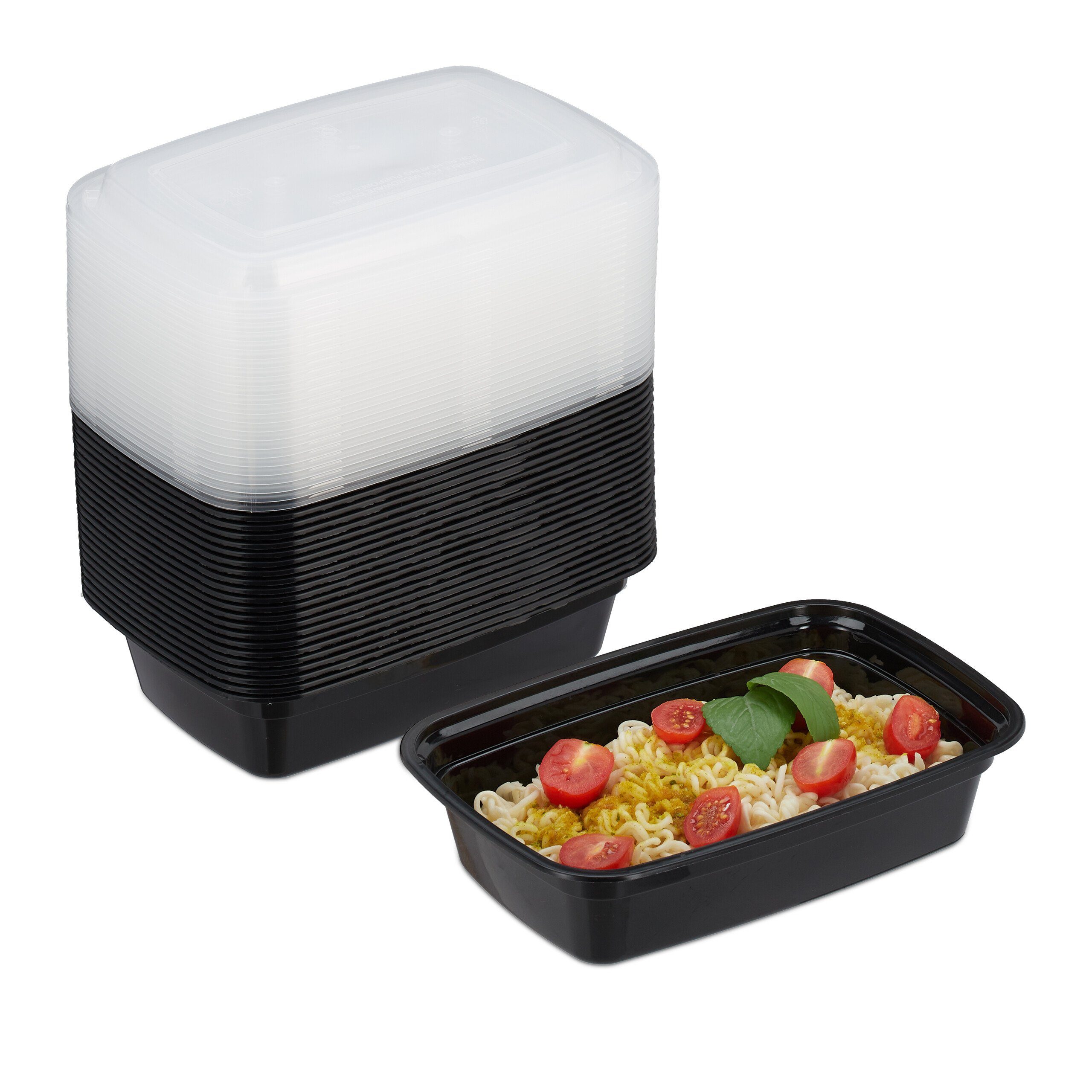 relaxdays Lunchbox Meal Prep Boxen 1 Fach 24er Set, Kunststoff