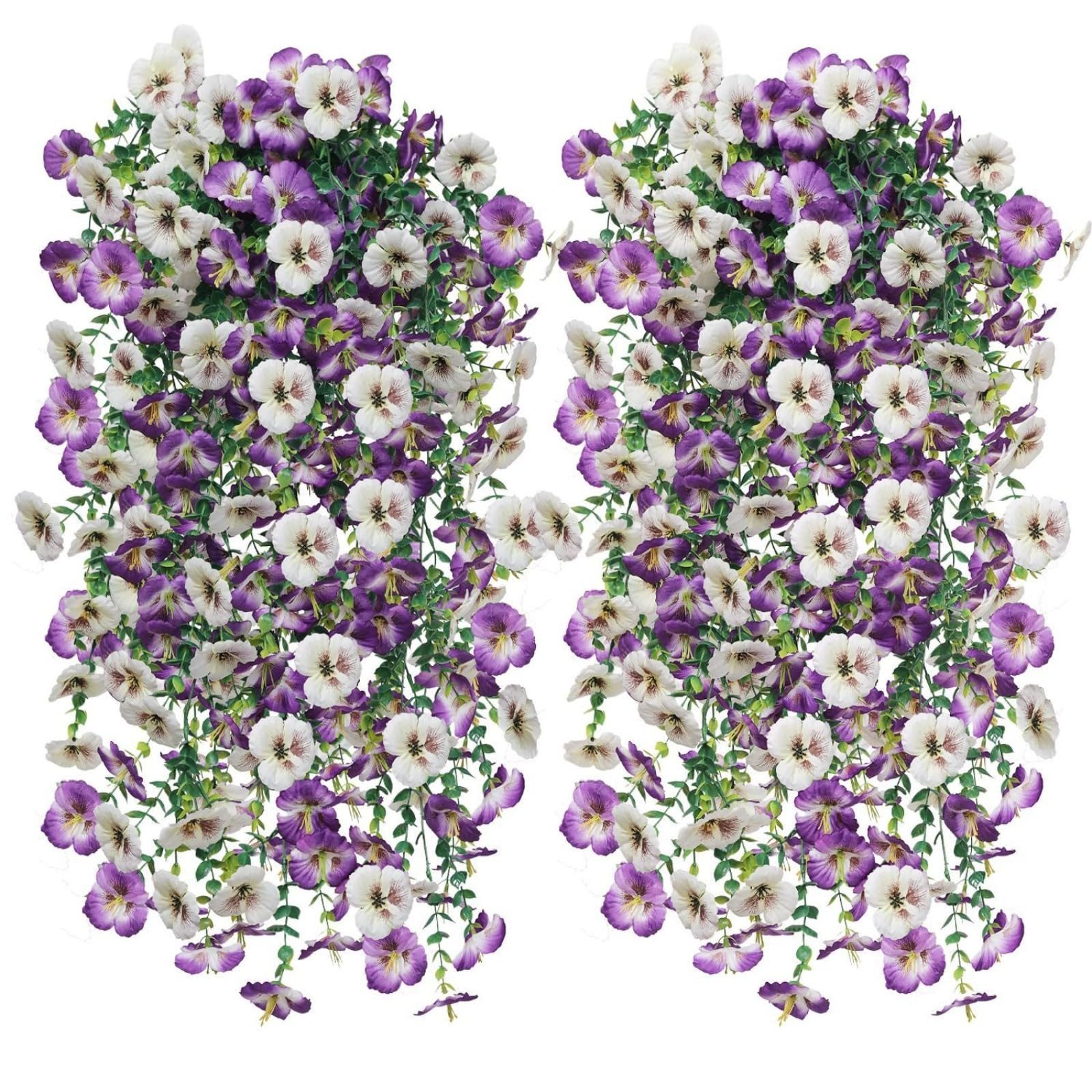 Kunstblumenstrauß 4 Stück Künstlich Hängende Blumen, Kunstblumen, Agger, Veilchen, Grünpflanzen und Ranken