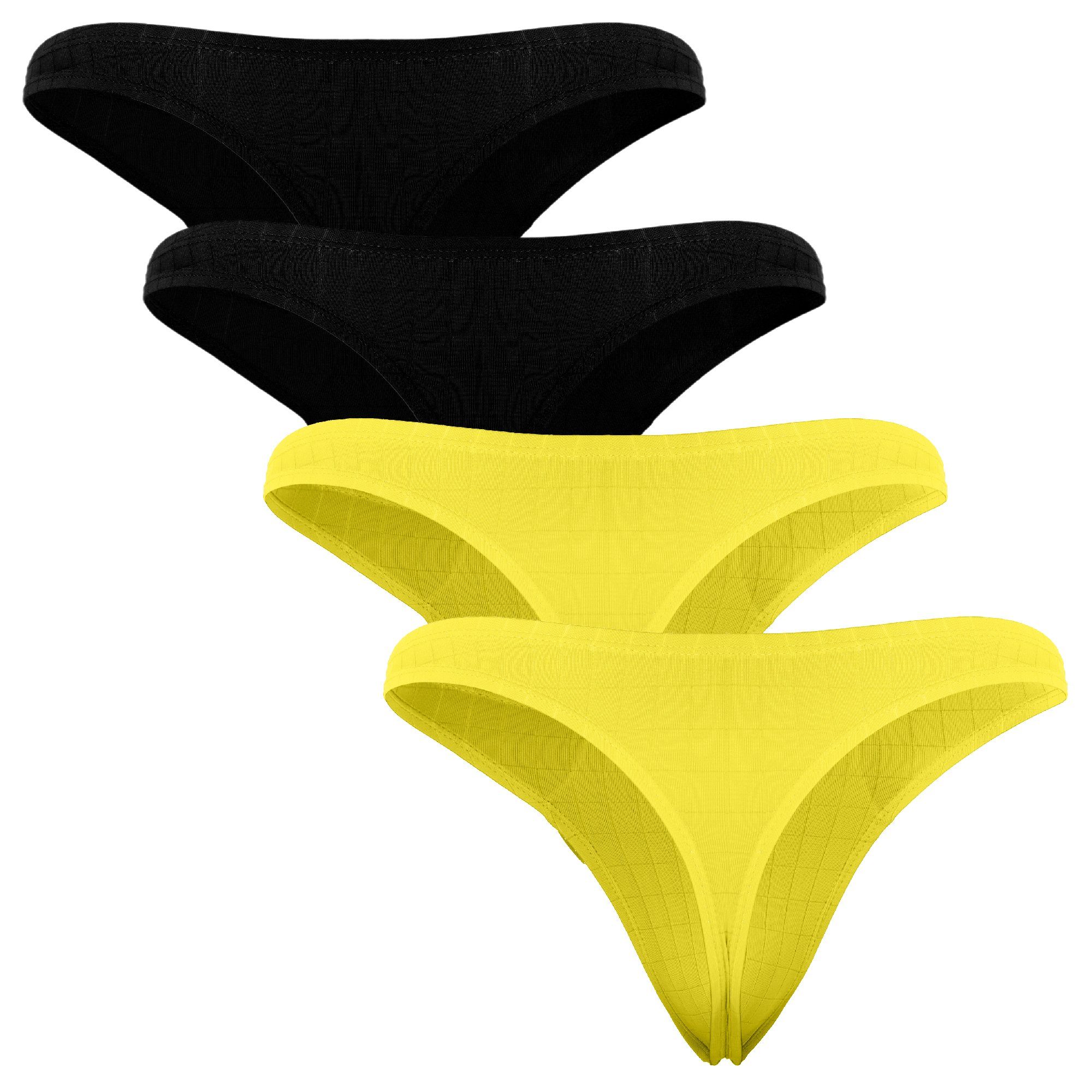 Fabio Farini String Herren Unterhosen - Männer Tangas aus atmungsaktiver Mikrofaser (4-St) im sportlichen Look mit Karo-Muster