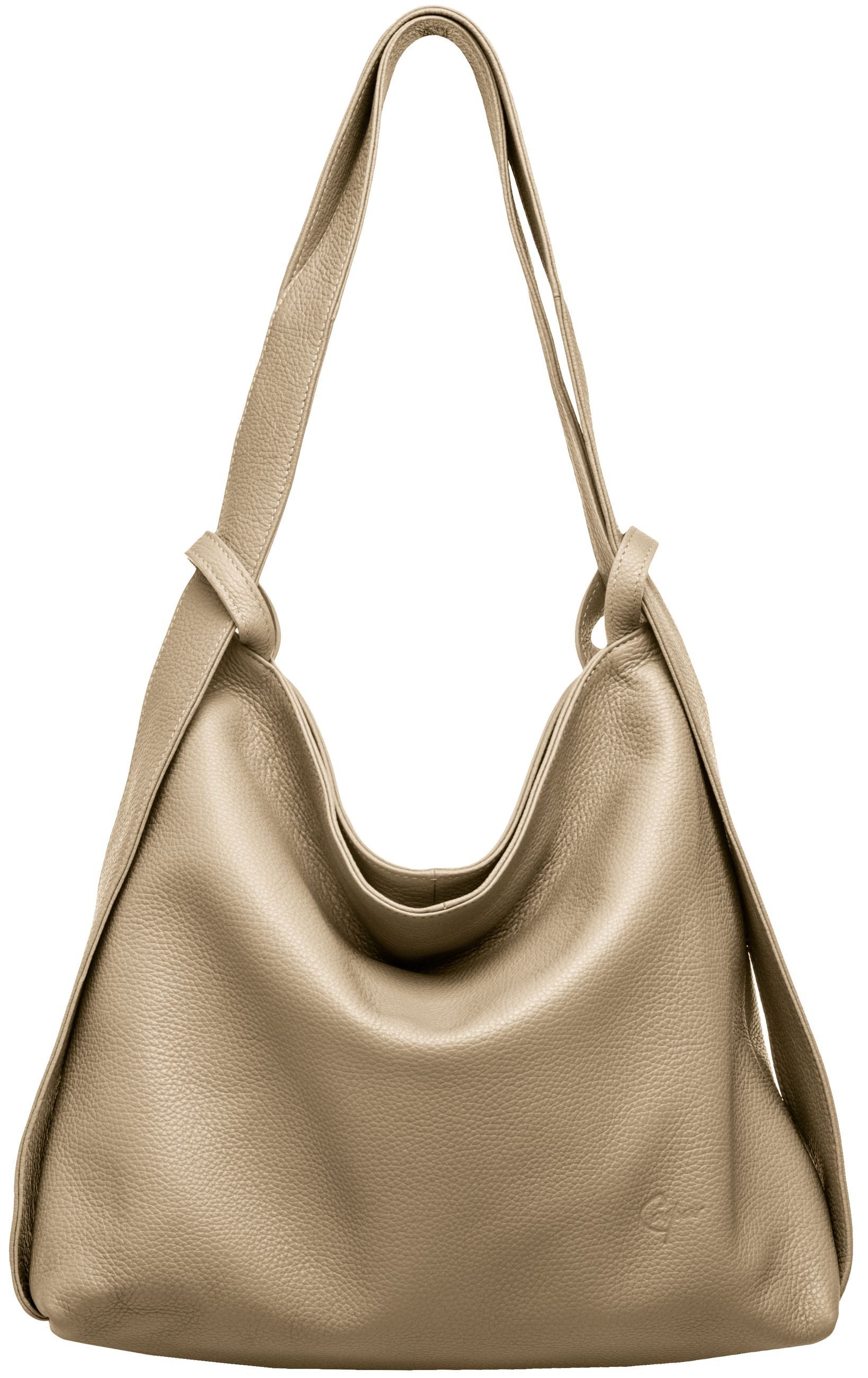 Caspar Schultertasche 2 in 1 XL Leder Damen Rucksack Tasche - PREMIUM LINE - Modell No.786, robust, elegant & unempfindlich - 100% Echtleder - Handmade in Italy