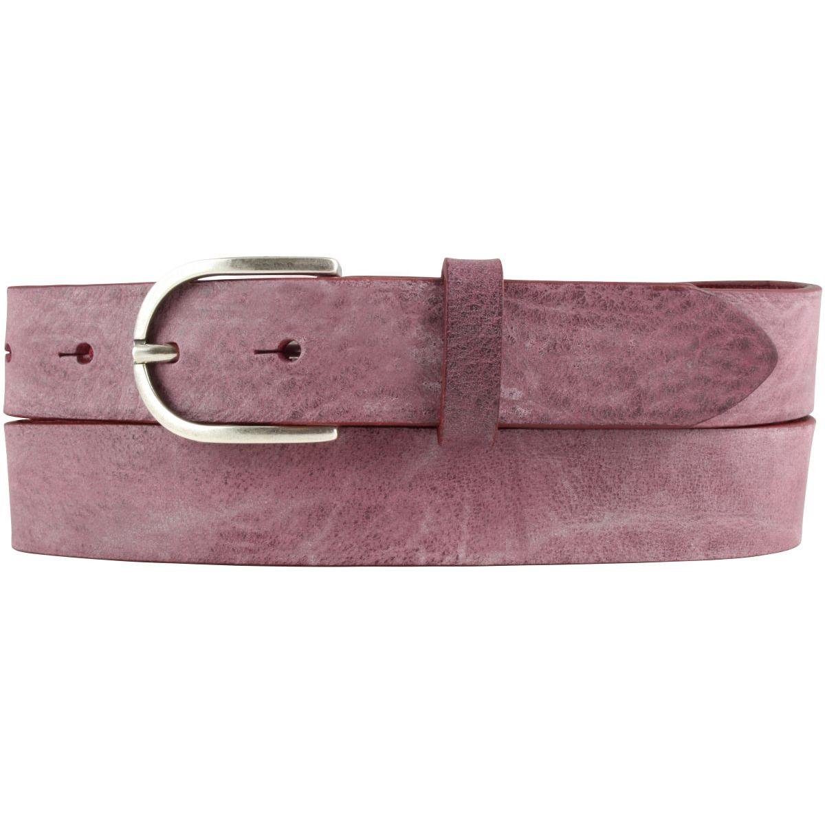 BELTINGER Ledergürtel Damen-Gürtel aus weichem Vollrindleder Vintage-Look 3 cm - Leder-Gürte weiches Leder, Gürtelschnalle in Altsilber, Vintage Bordeaux, Altsilber