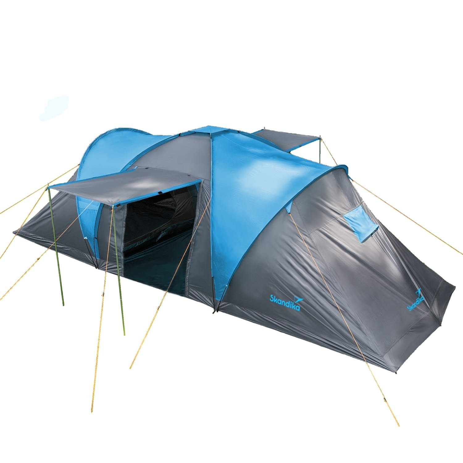 Skandika Kuppelzelt Hammerfest 8 (h'blau/d'grau), Campingzelt mit 2  Schlafkabinen, mit eingenähten Zeltboden, 2 m Stehhöhe, wasserdicht, 3000  mm Wassersäule